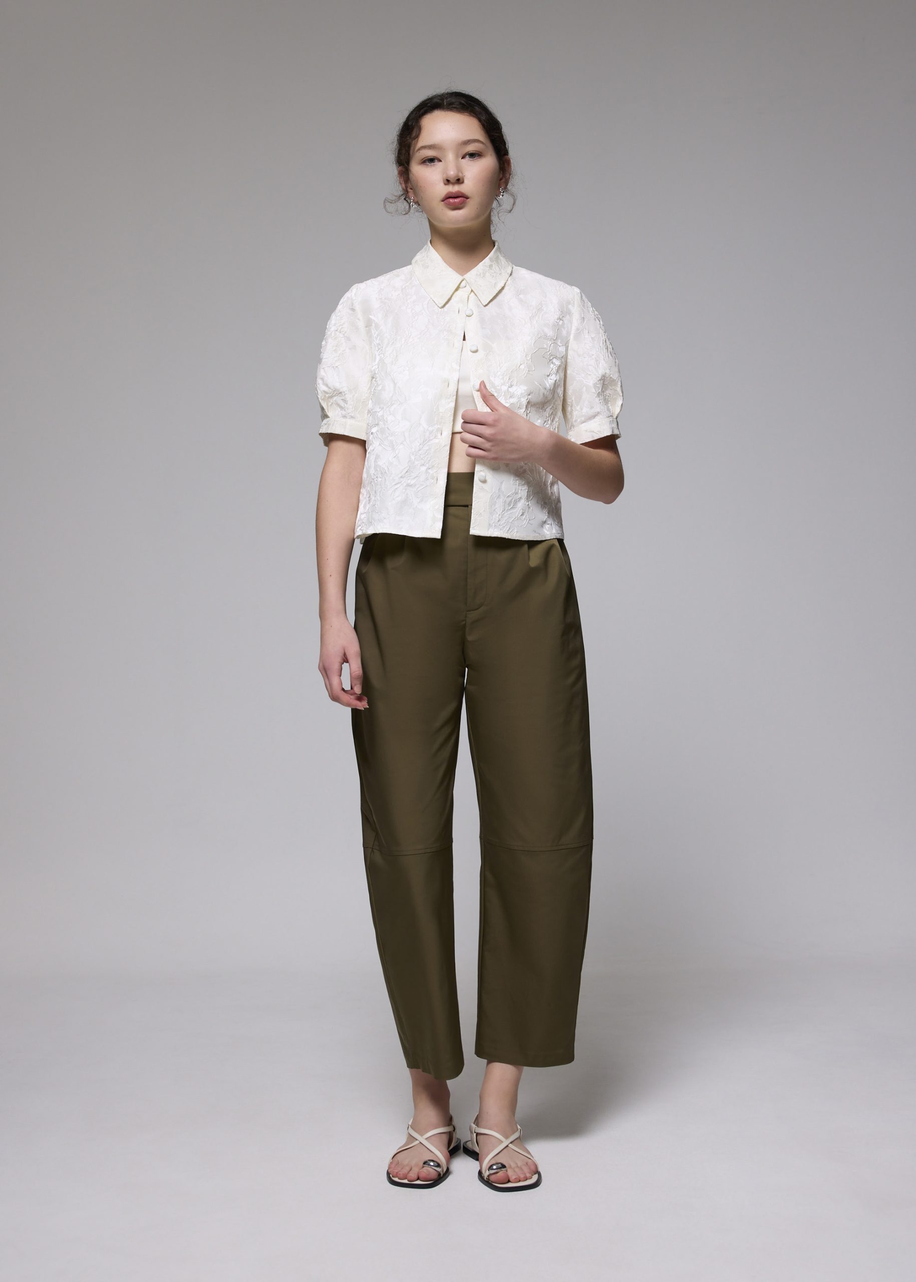 Brocade Collared Puff Sleeve Top - Image 9