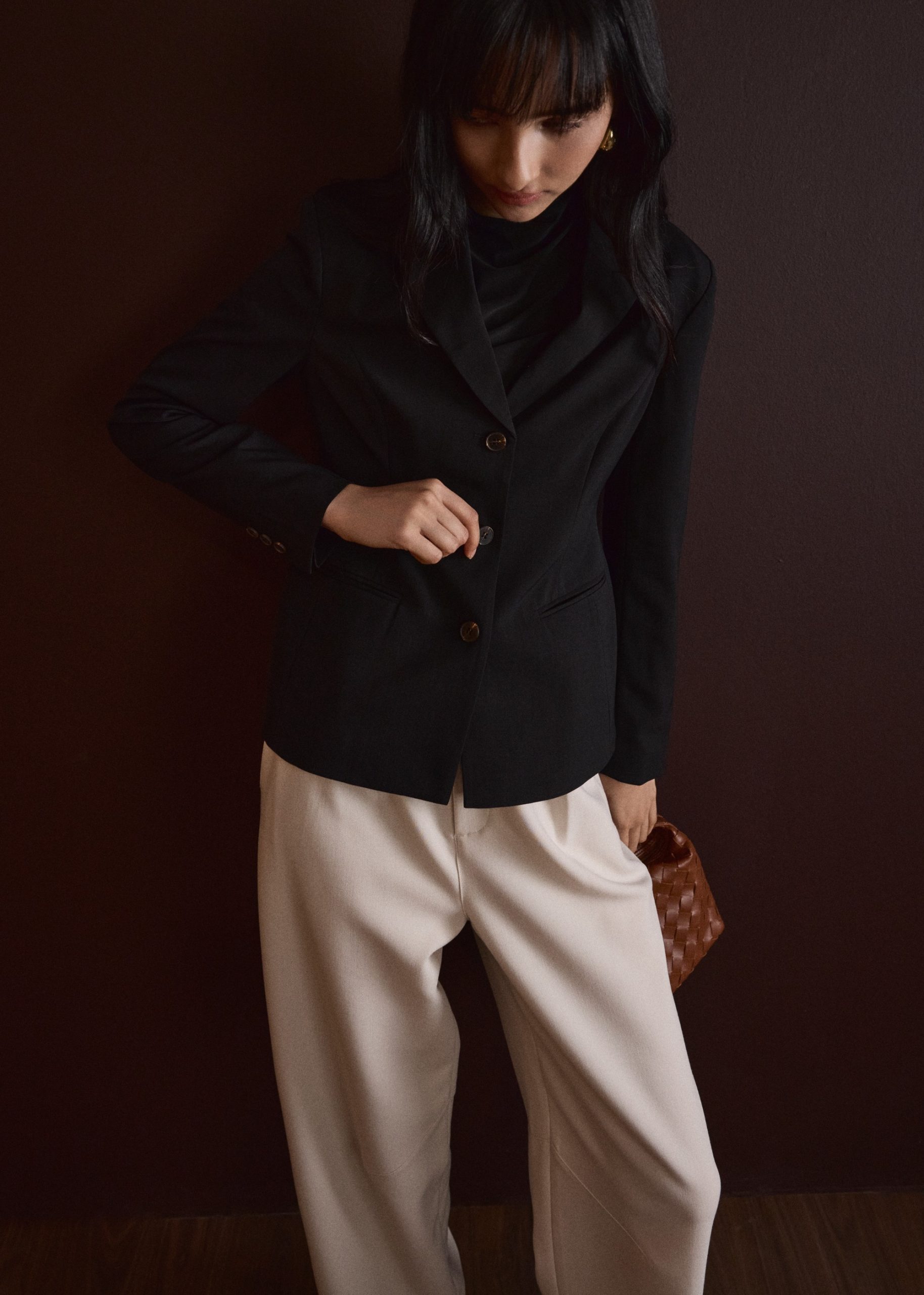 RuchedReady® Bianca Melange Peplum Blazer - Image 3
