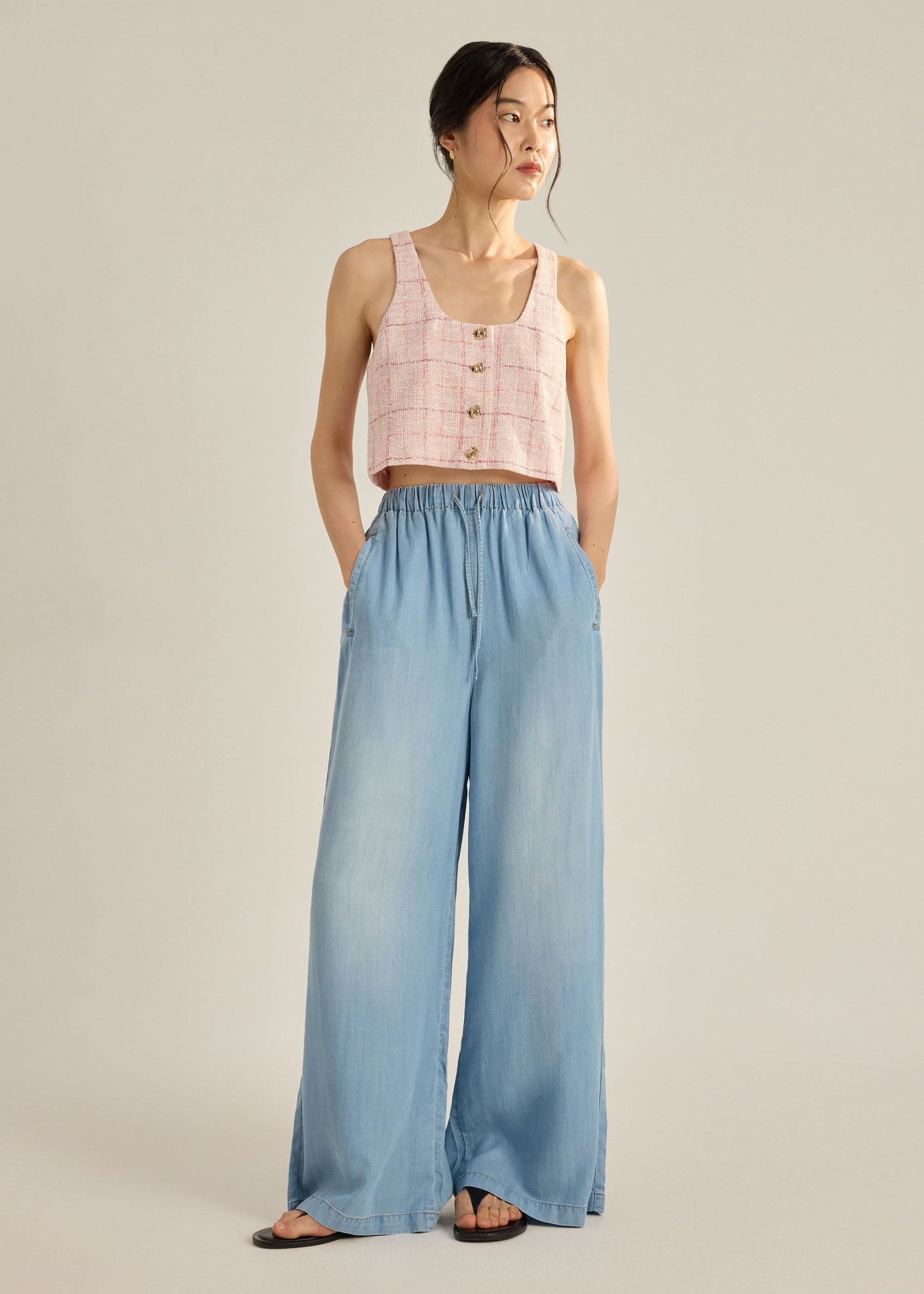 Ayu Lyocell Chambray Wide Leg Pants - Image 2