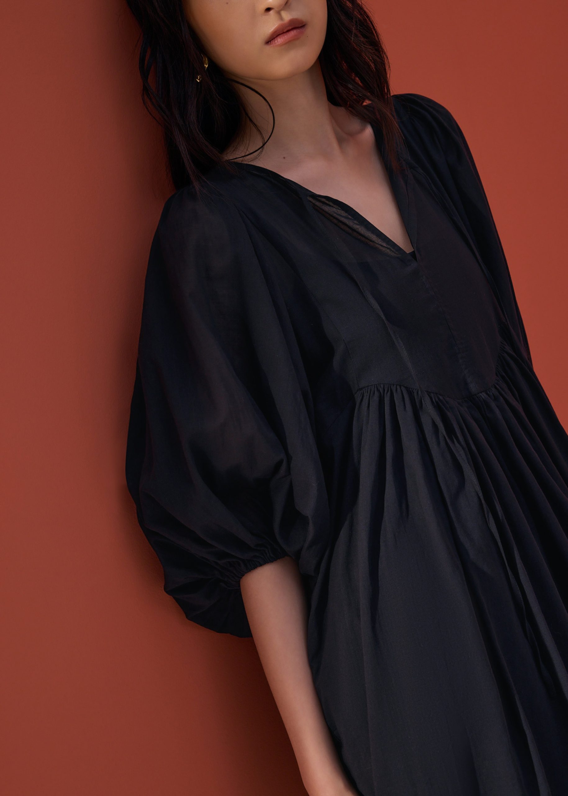 Cotton Puff Sleeve Babydoll Swing Mini Dress in Oasis Flow - Image 6