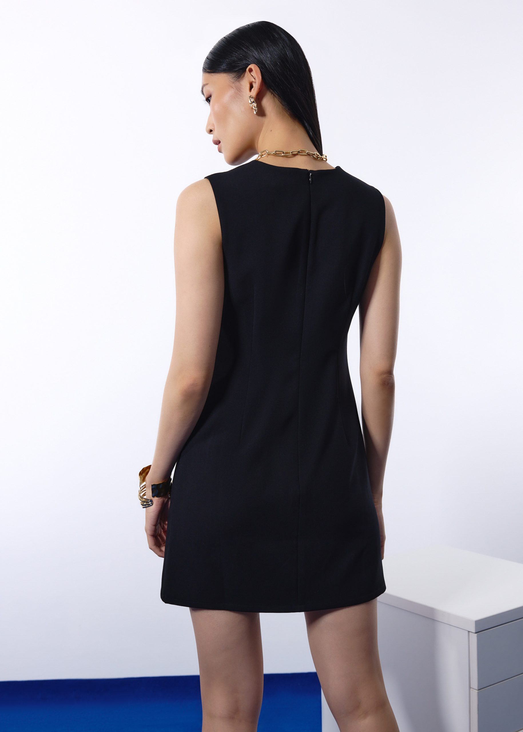 Carrie Structured Drape Shift Mini Dress - Image 6