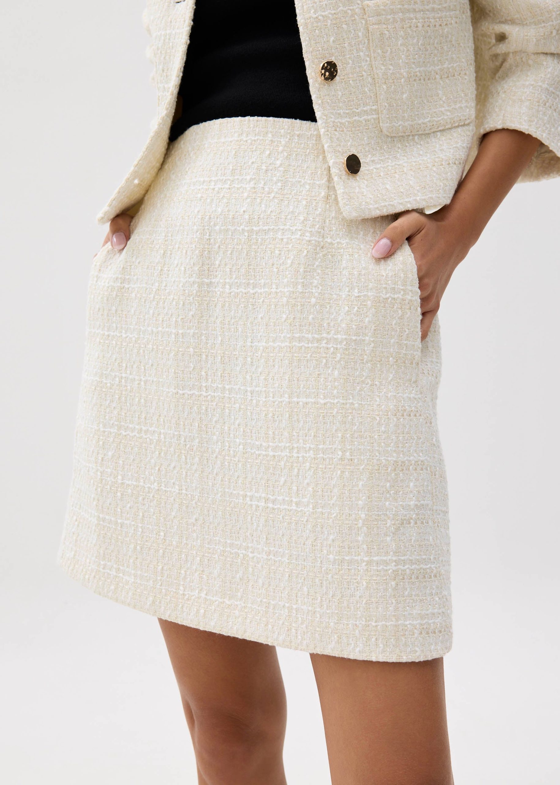 Kaori Elastic Tweed Mini Skirt - Image 4