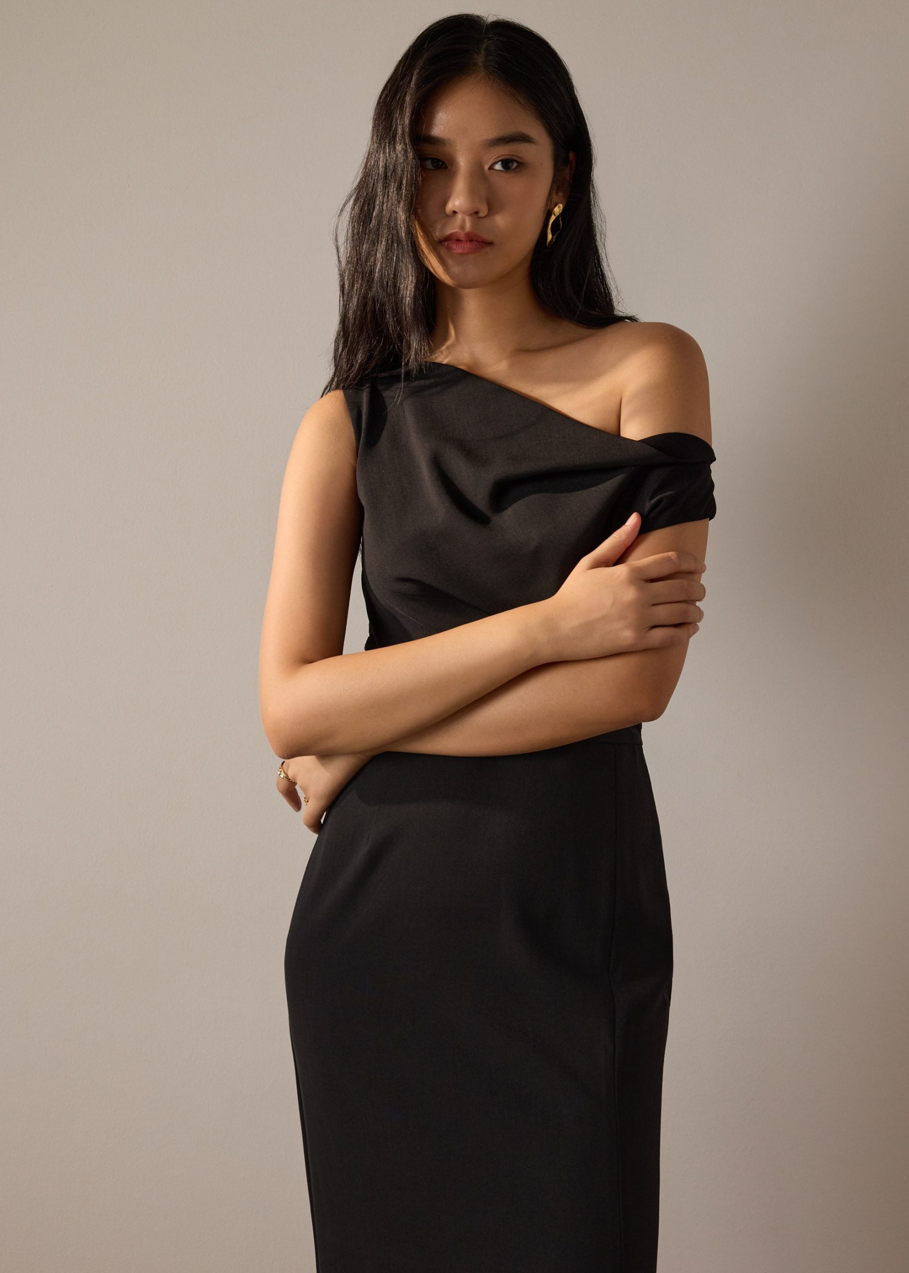 Elaine Multi-way Melange Column Midaxi Dress
