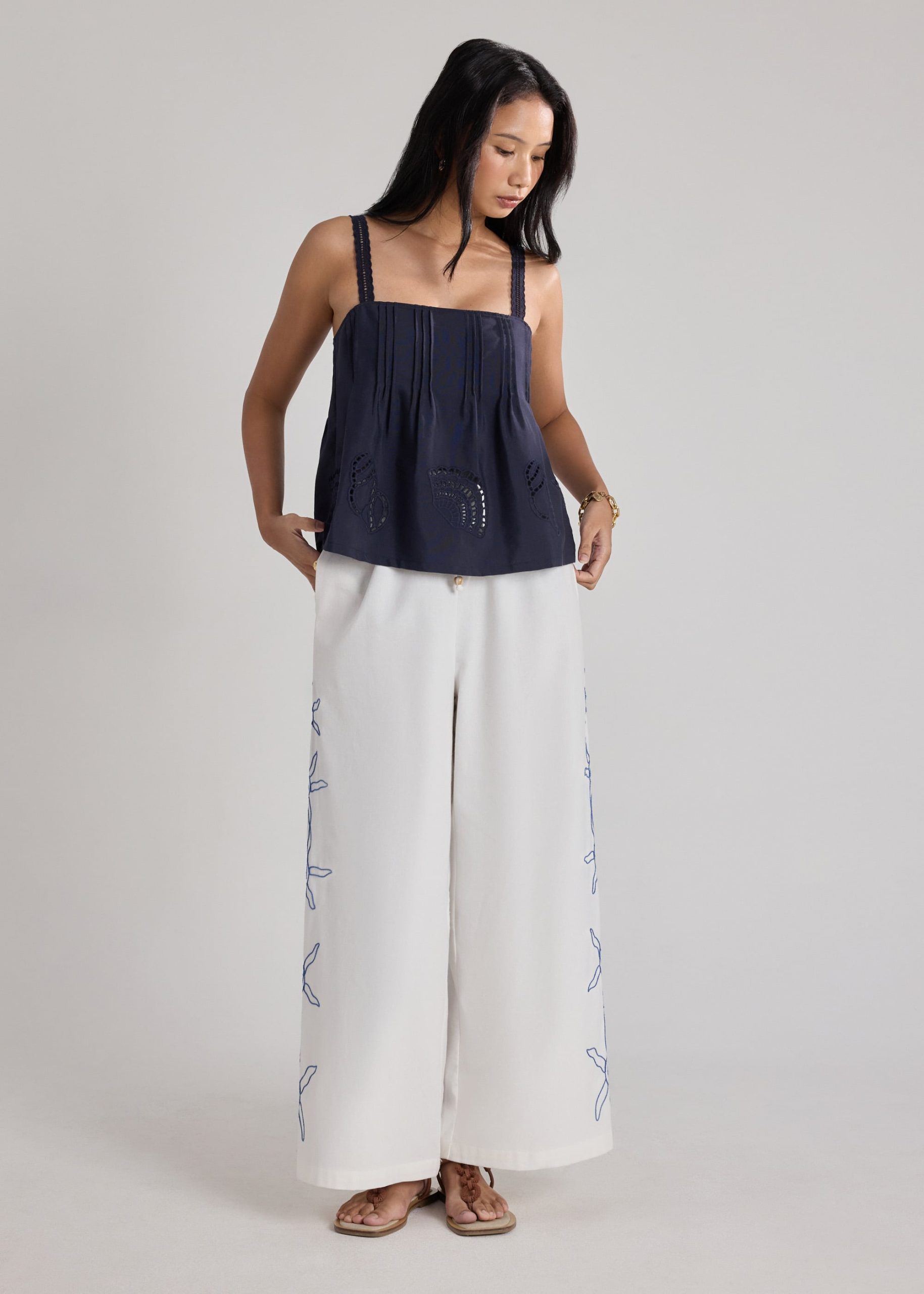 Relaxed Shell Top in Tidal Escape Broderie - Image 2