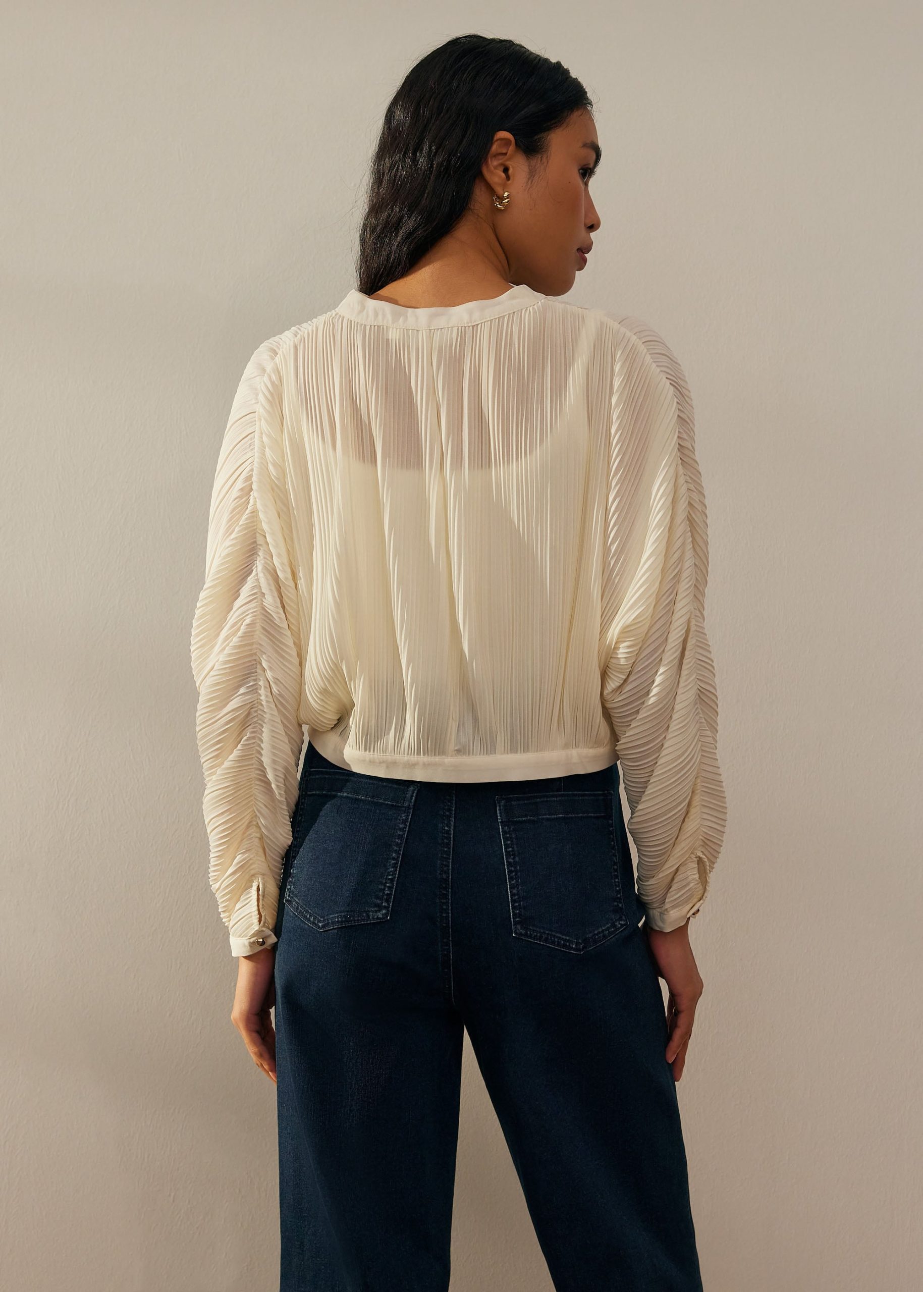 Relaxed Plisse Crop Jacket - Image 6