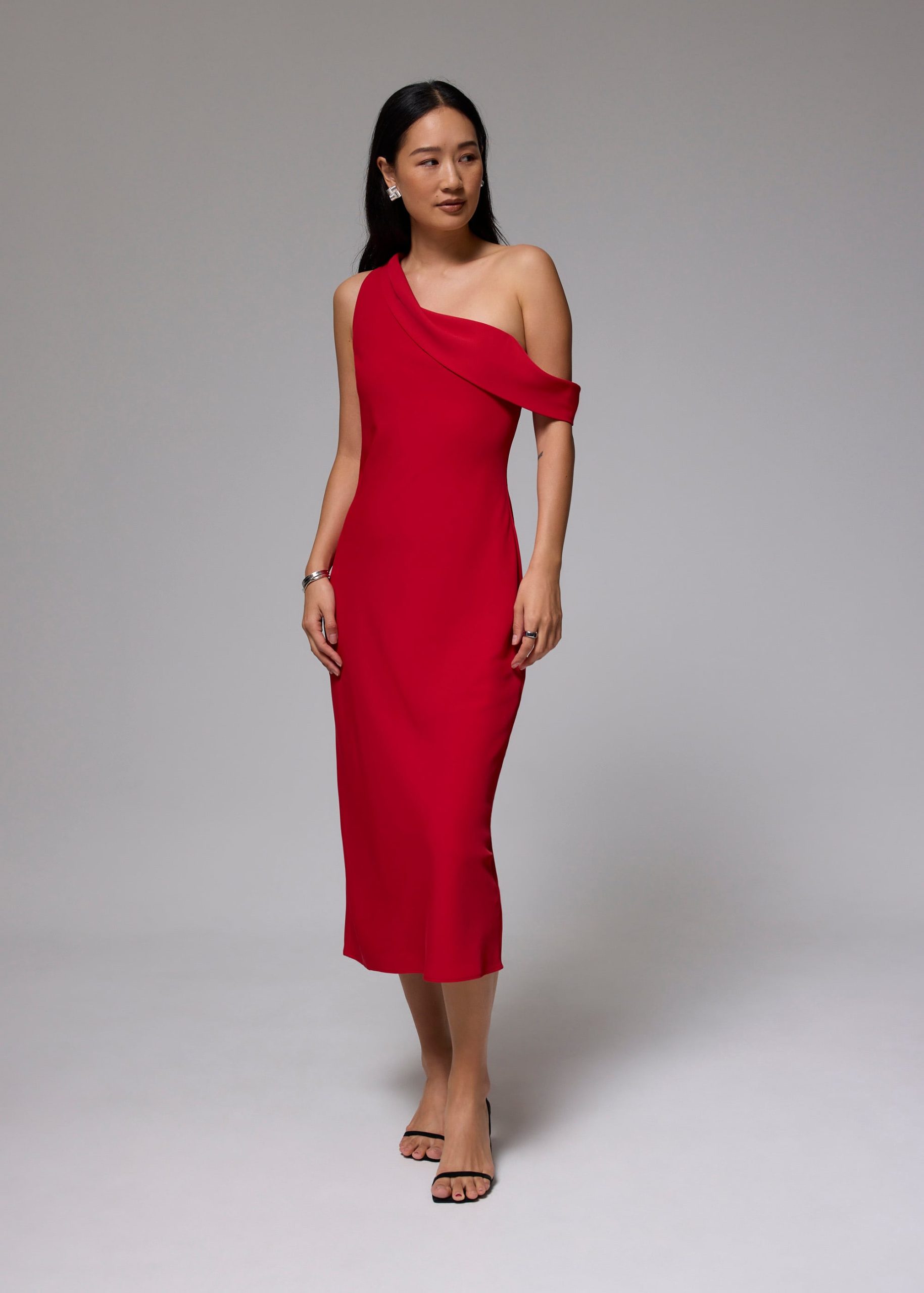 Asymmetric Bias Cut Midaxi Dress