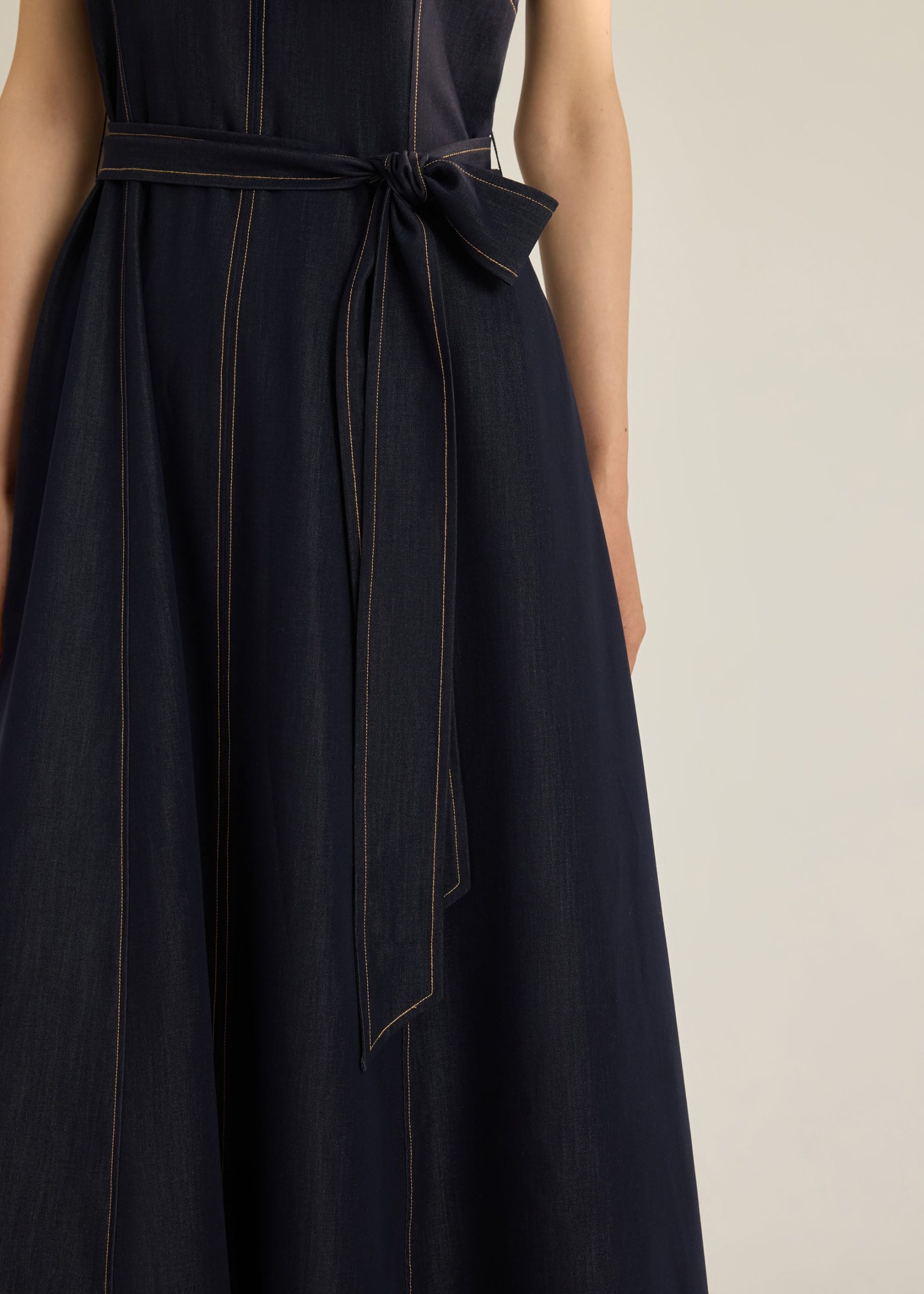 Kata Chambray Fit & Flare Dress With Sash - Image 5