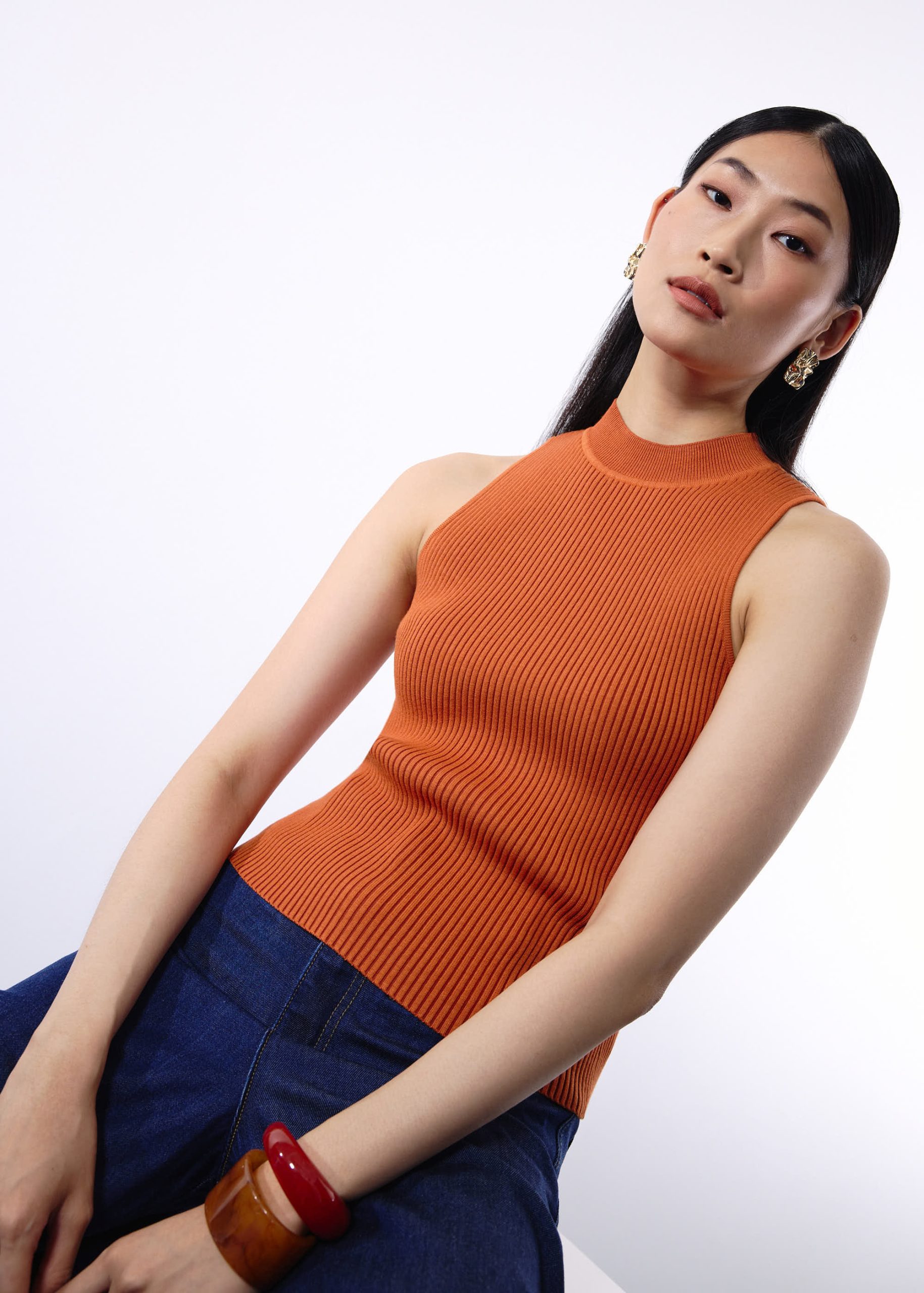 Duo Knit Mock Neck Tank Top - Image 9