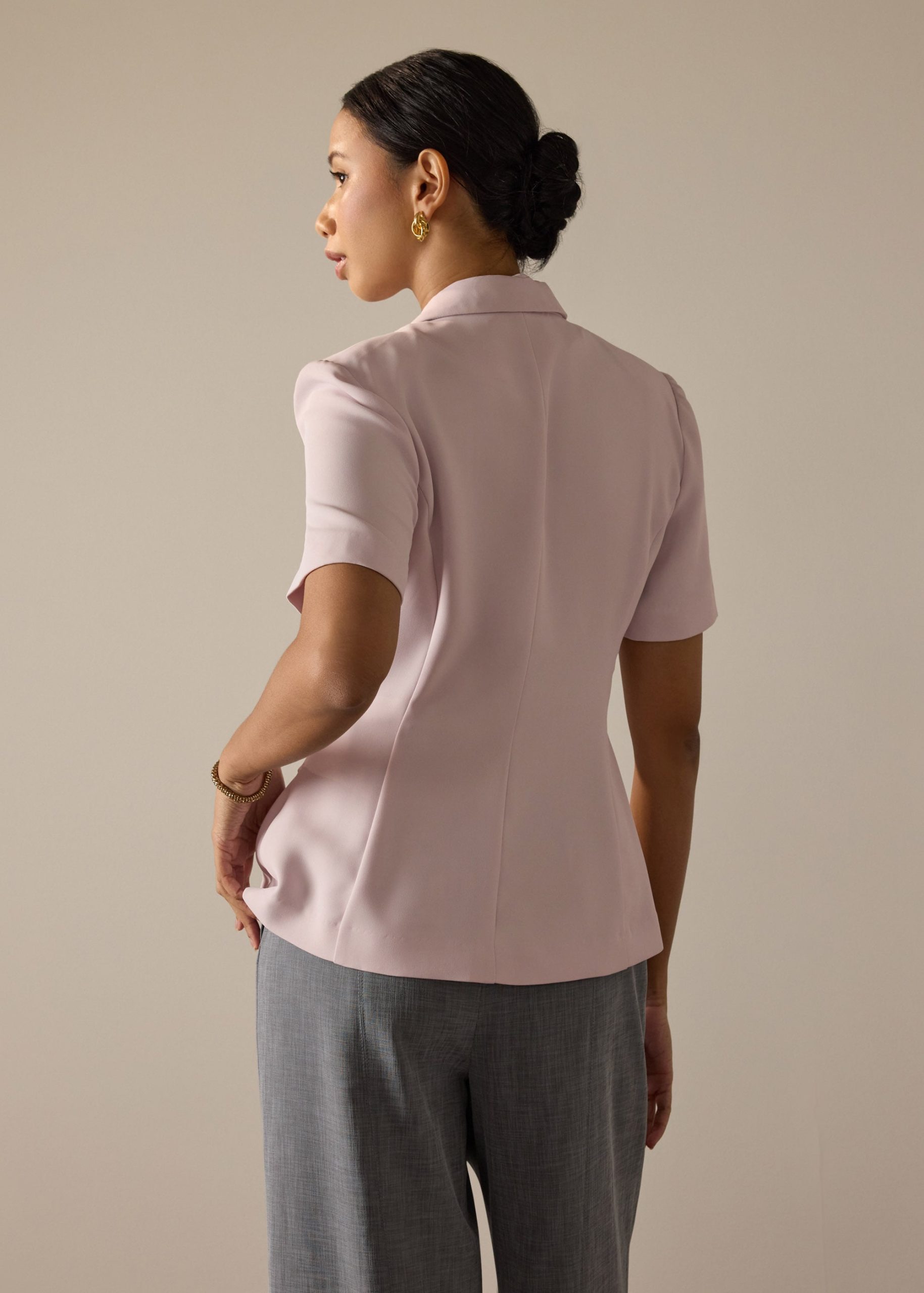 Karyssa Crepe Drape V-neck Blazer Top - Image 10