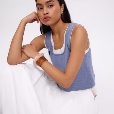 Layered Knit Scoop Neck Crop Tank Top
