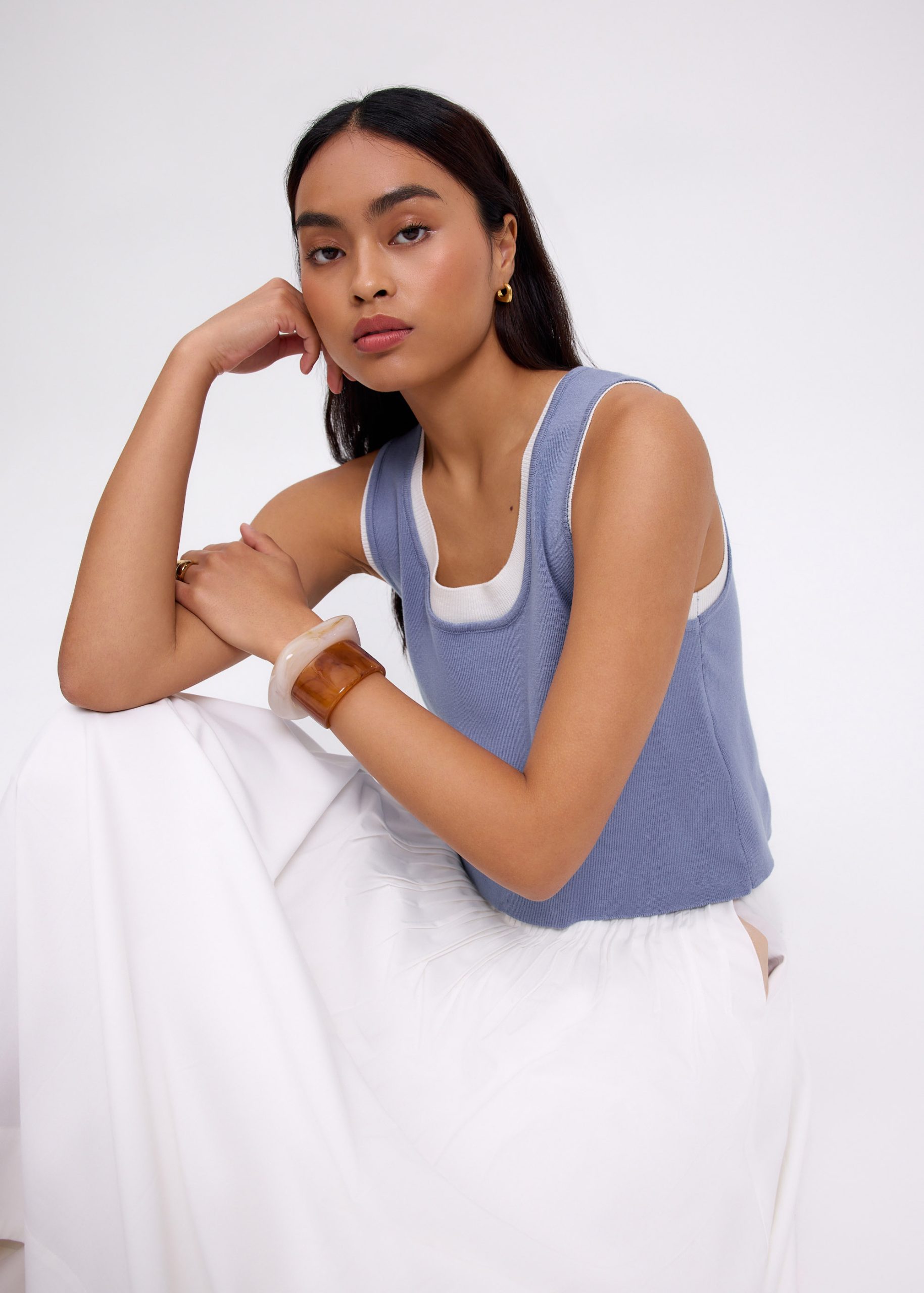 Layered Knit Scoop Neck Crop Tank Top