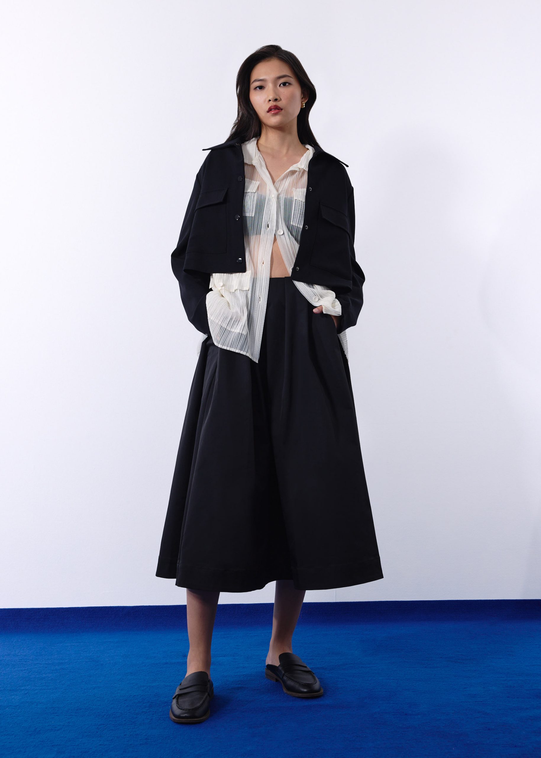 Nycha Taffeta Pleated Flare Midaxi Skirt - Image 3