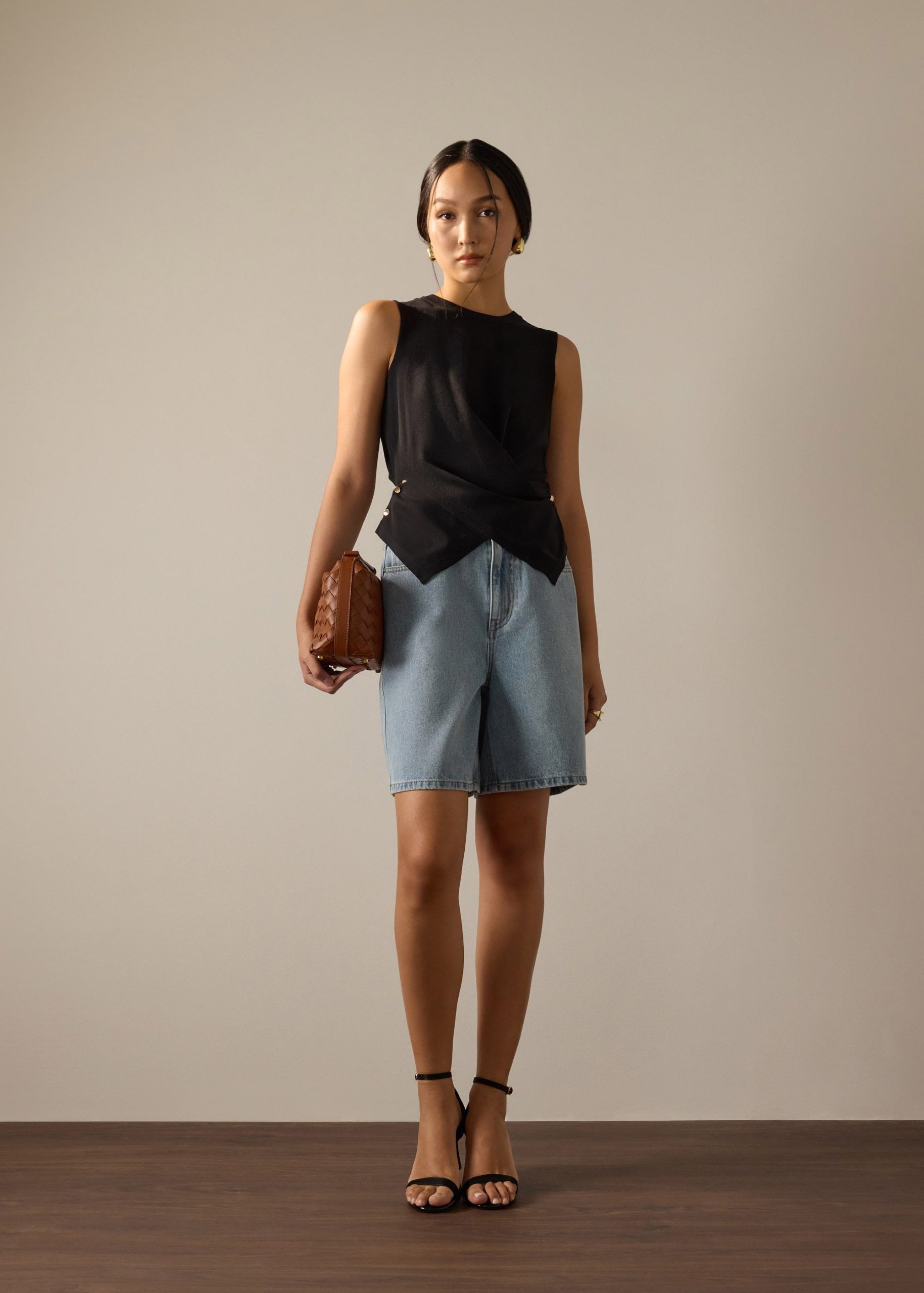 Tasya Knit Cross Over Round Neck Tank Top - Image 2