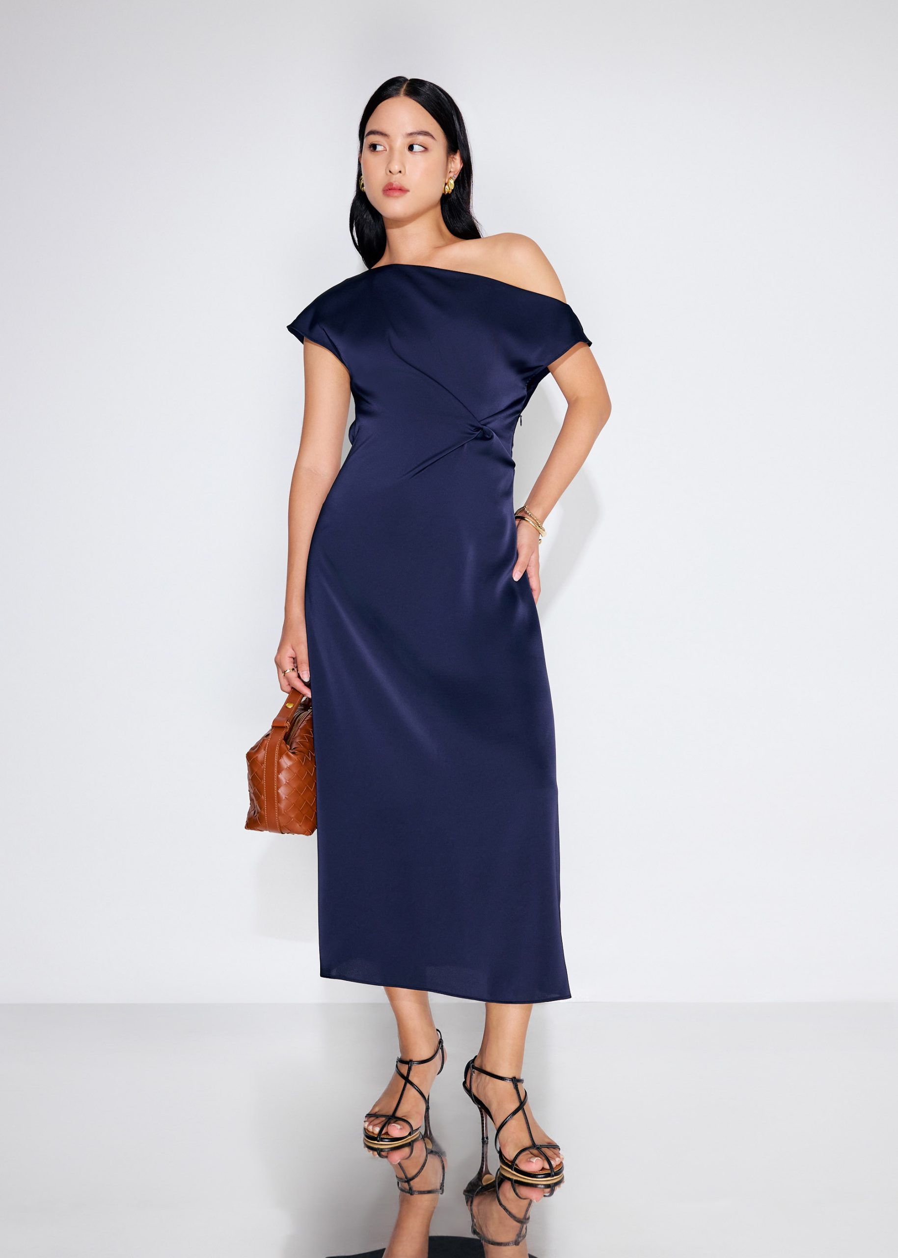 Intan Satin Asymmetric A-line Midaxi Dress - Image 6
