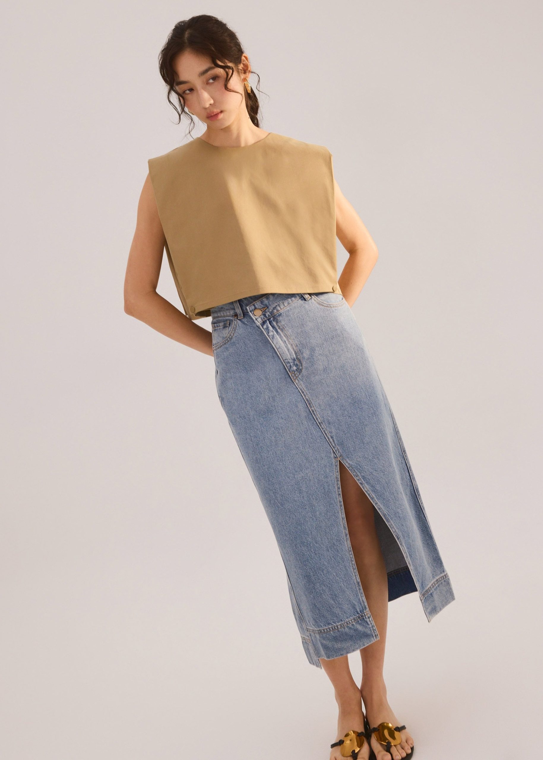 Lyocell Panelled Side Seams Boxy Top - Image 9