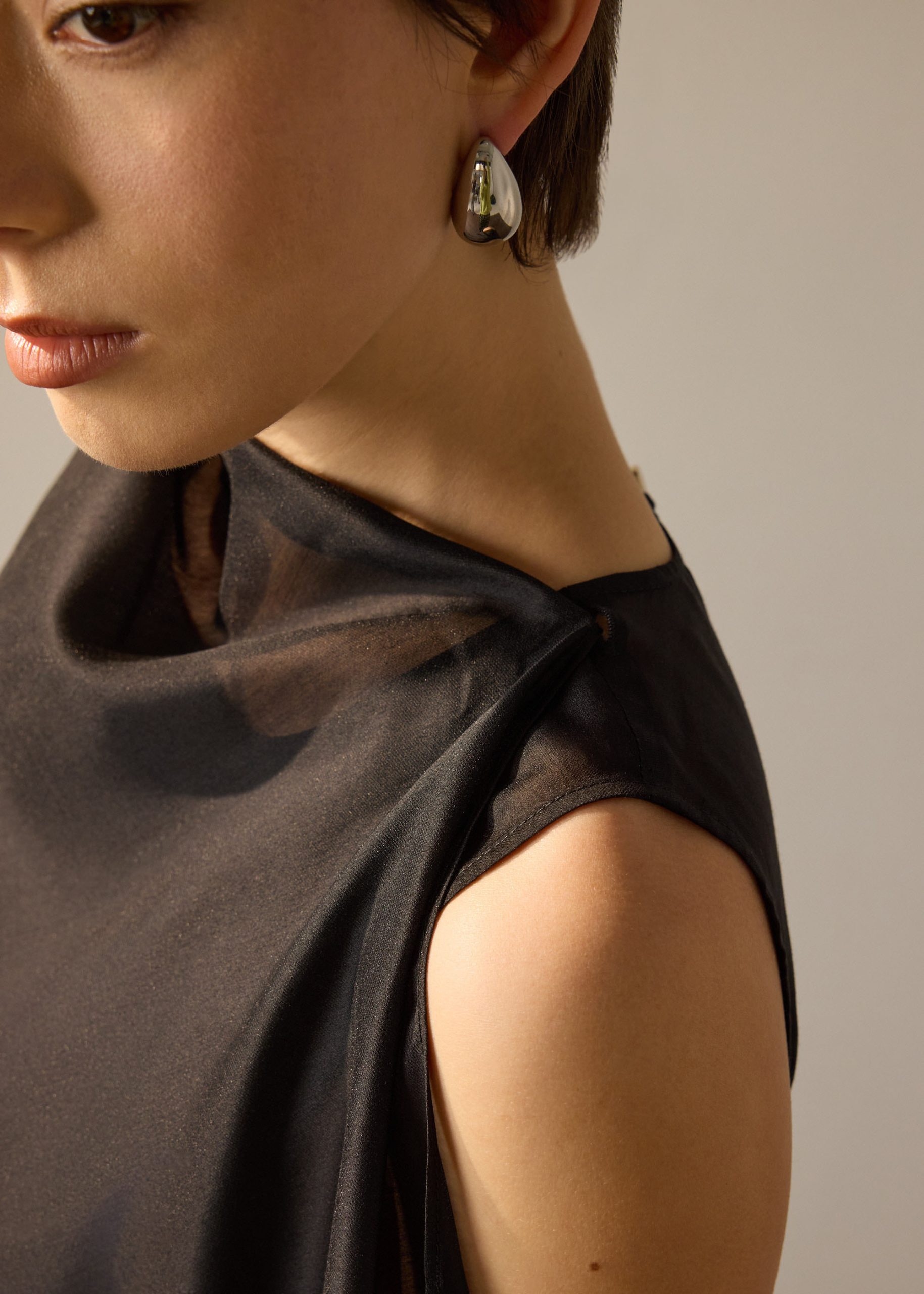 Andrea Multi-way Detachable Sash Crepe Round Neck Top - Image 7