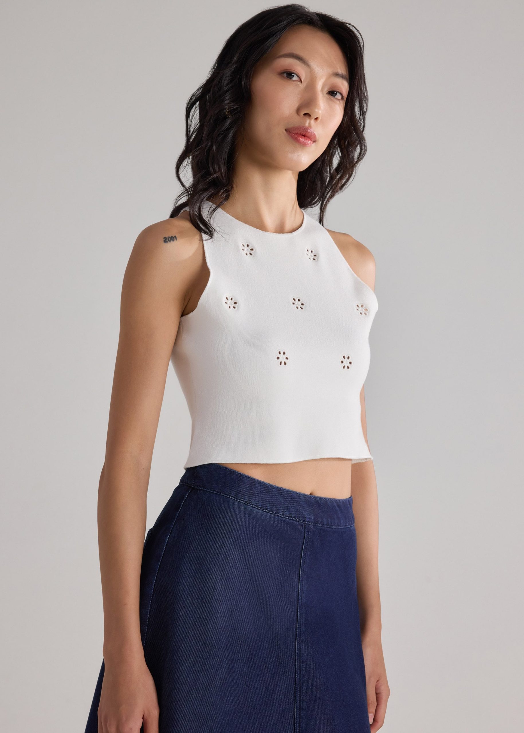 Floral Eyelet Knit Tank - Image 3