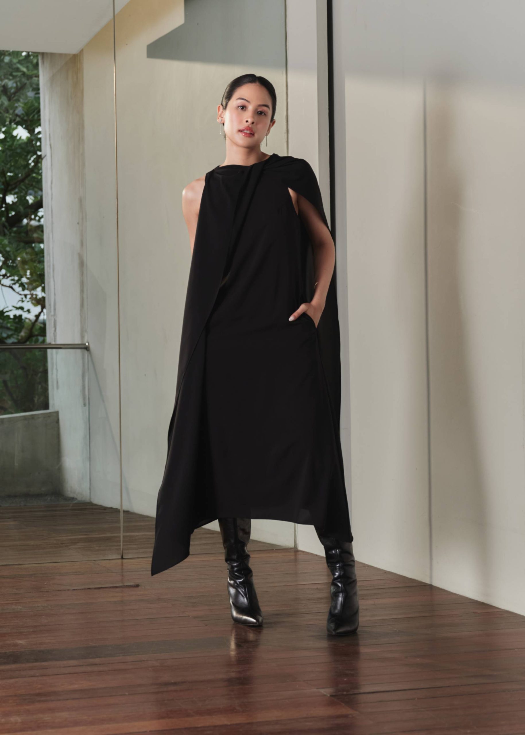Suzanne Multi-way Detachable Shawl Column Midaxi Dress - Image 8