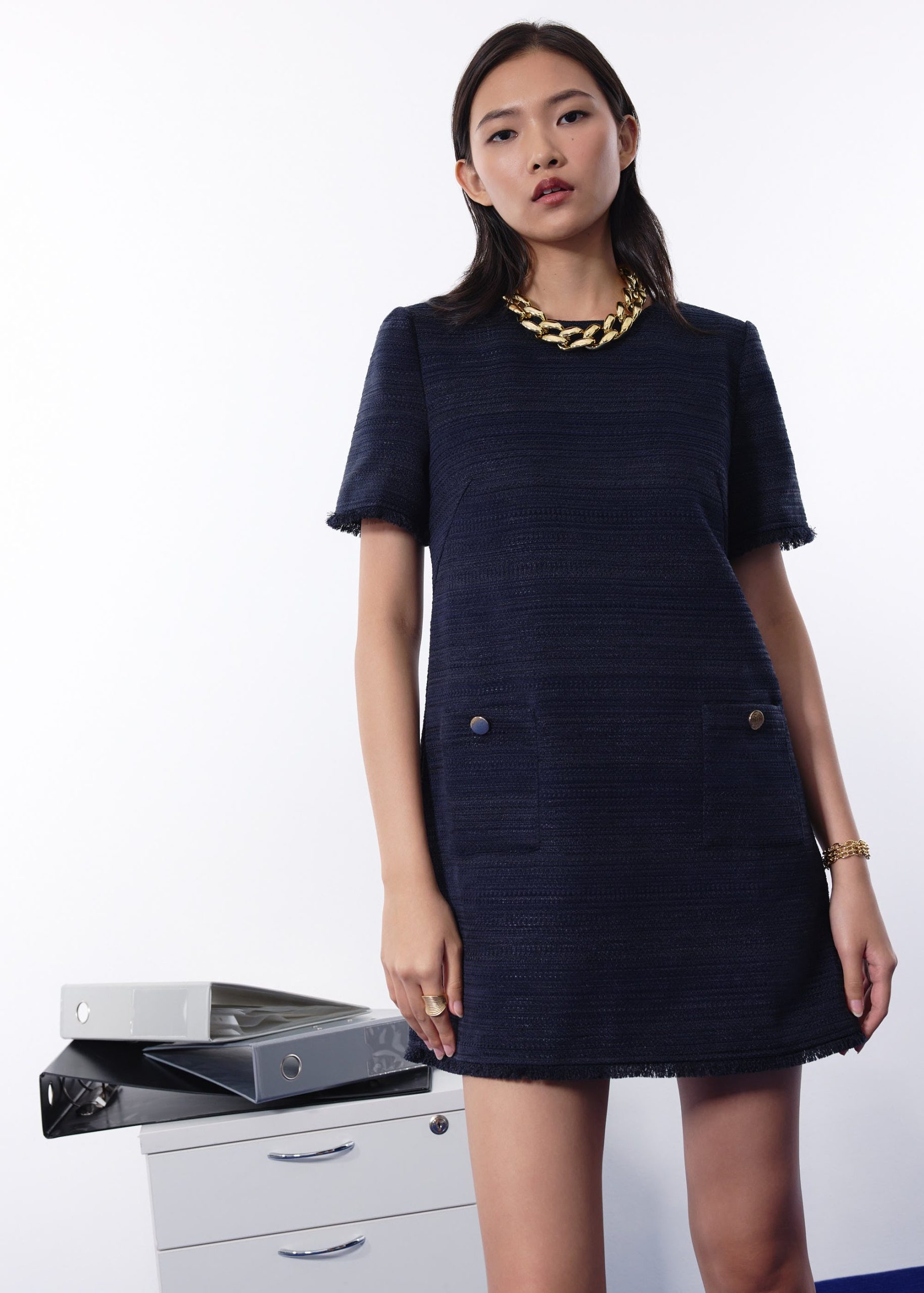 Imani Classic Jacquard Tweed Shift Mini Dress - Image 7