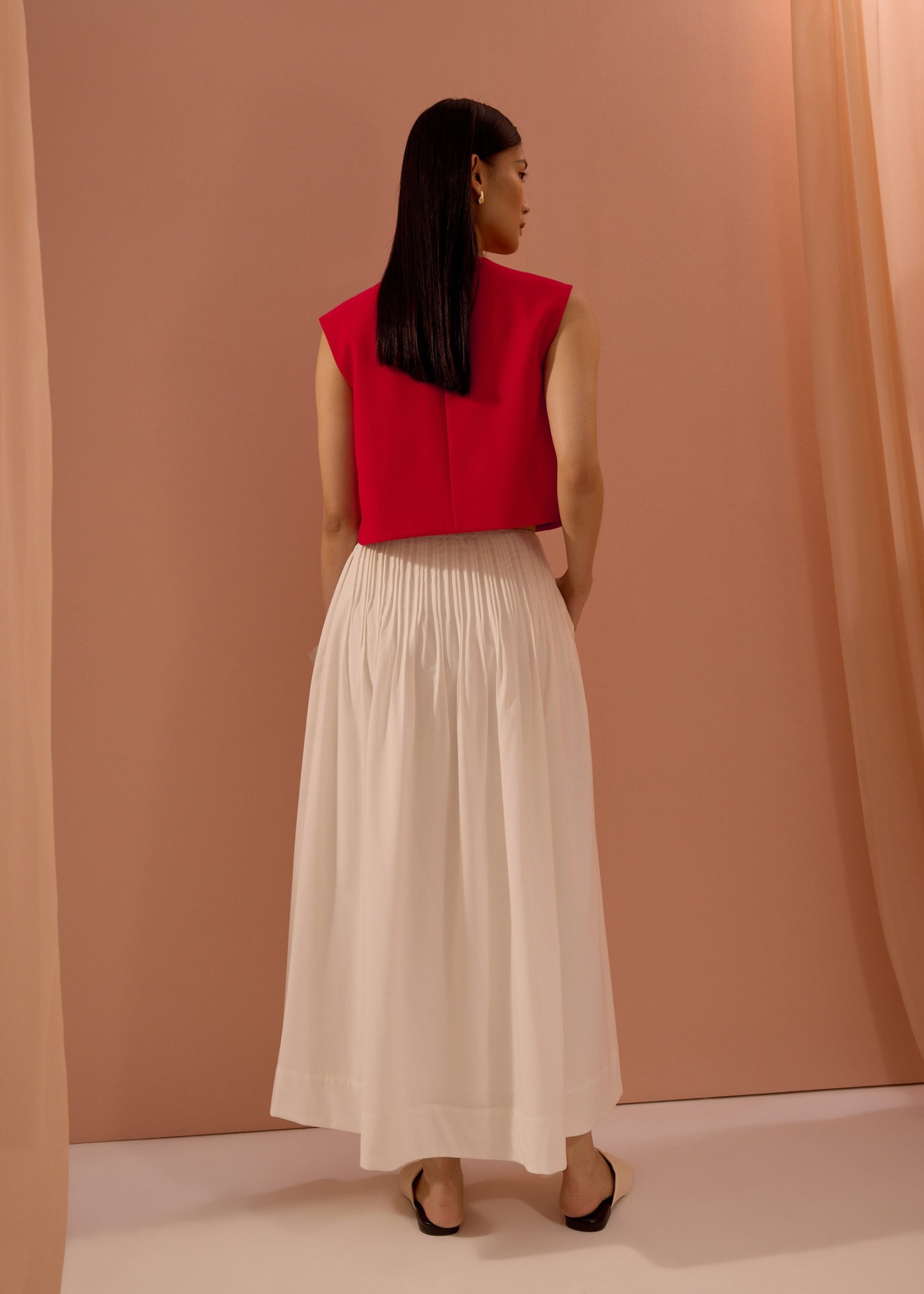 Kate High Waist Pintuck Flare Maxi Skirt - Image 2