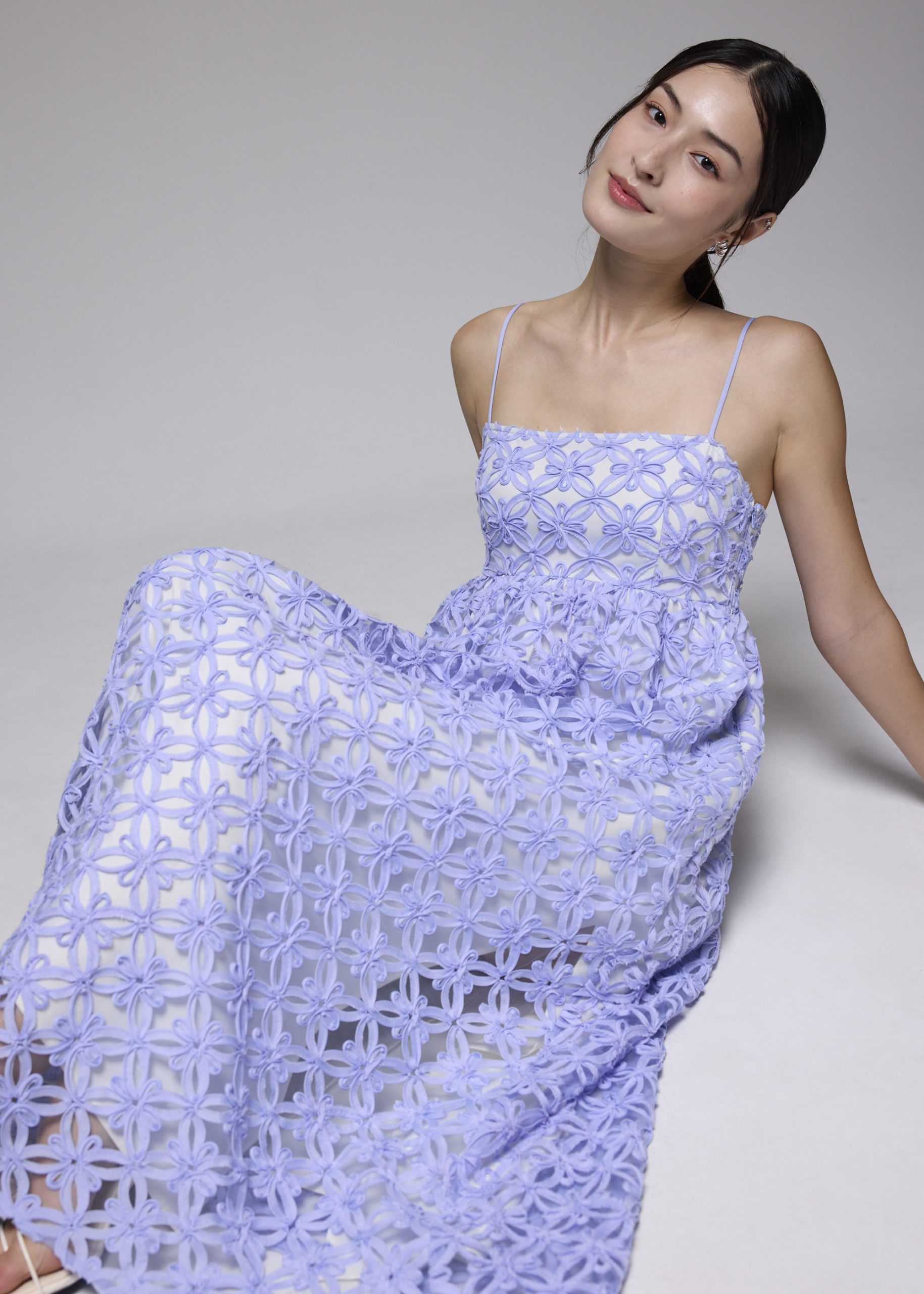 Lace Square Neck Fit & Flare Maxi Dress - Image 14