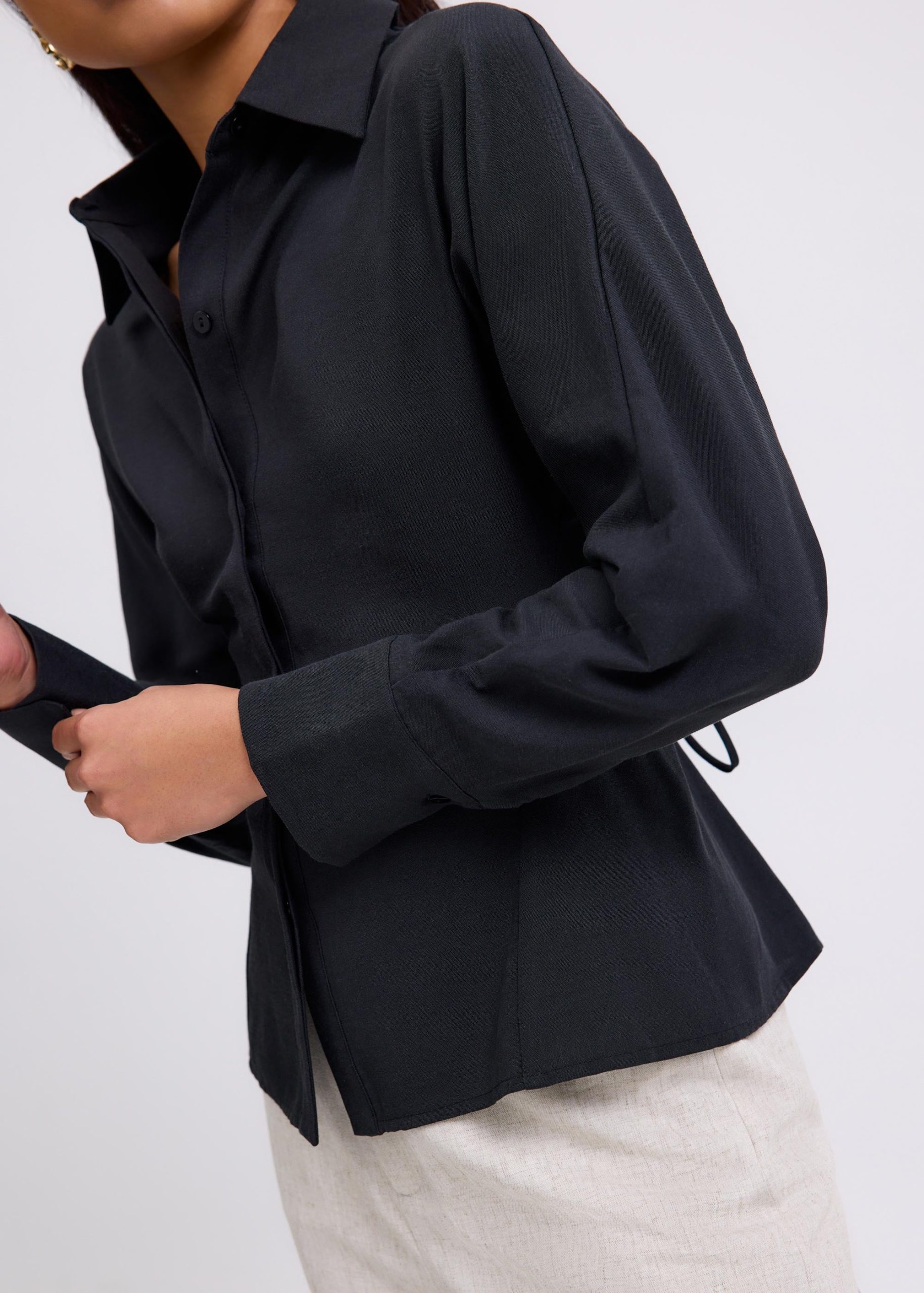 RuchedReady® Lily Cinch Waist Collared Shirt - Image 7