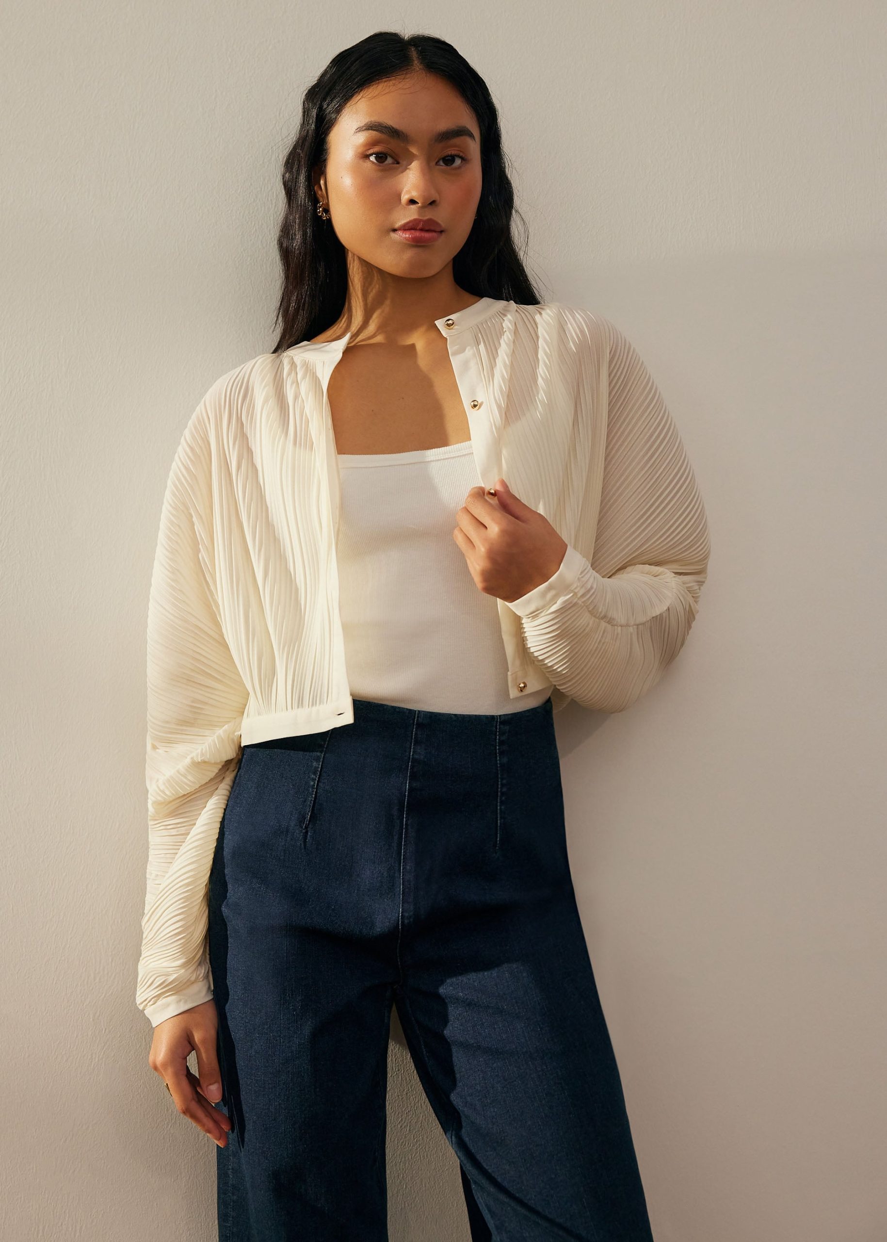 Relaxed Plisse Crop Jacket - Image 5