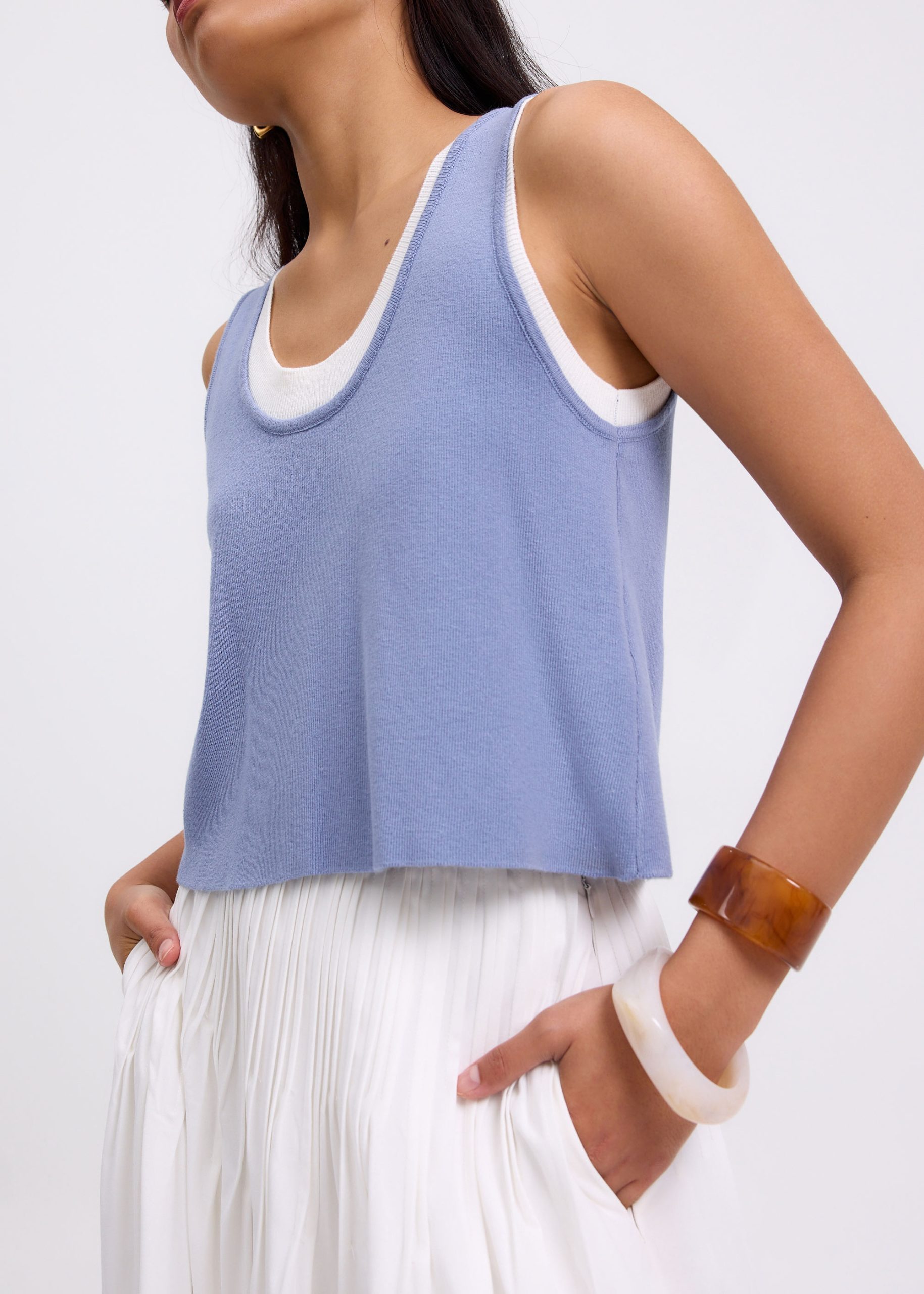 Layered Knit Scoop Neck Crop Tank Top - Image 14