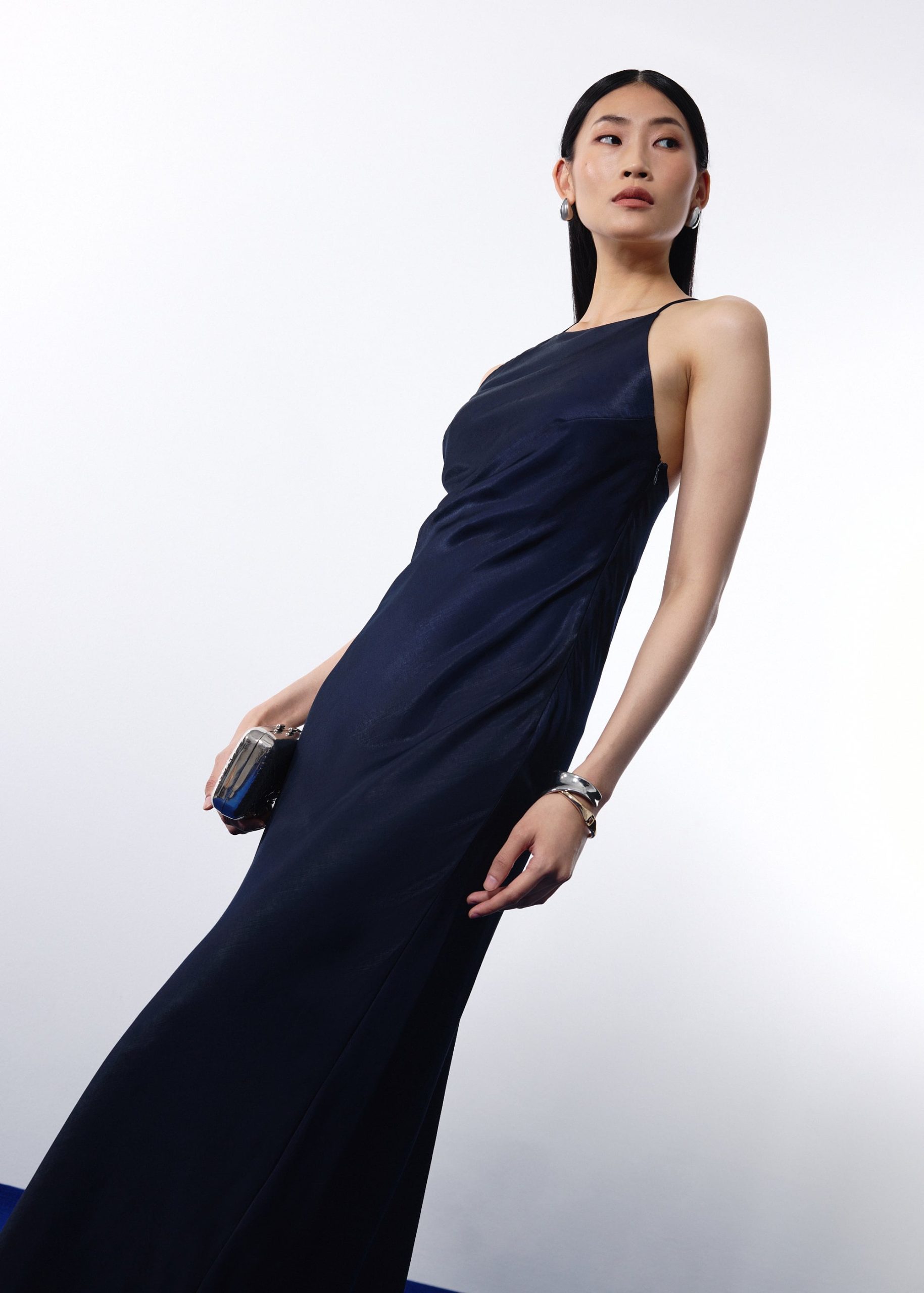 BraFree by LB Satin Halter Bias Cut Maxi Dress - Image 2