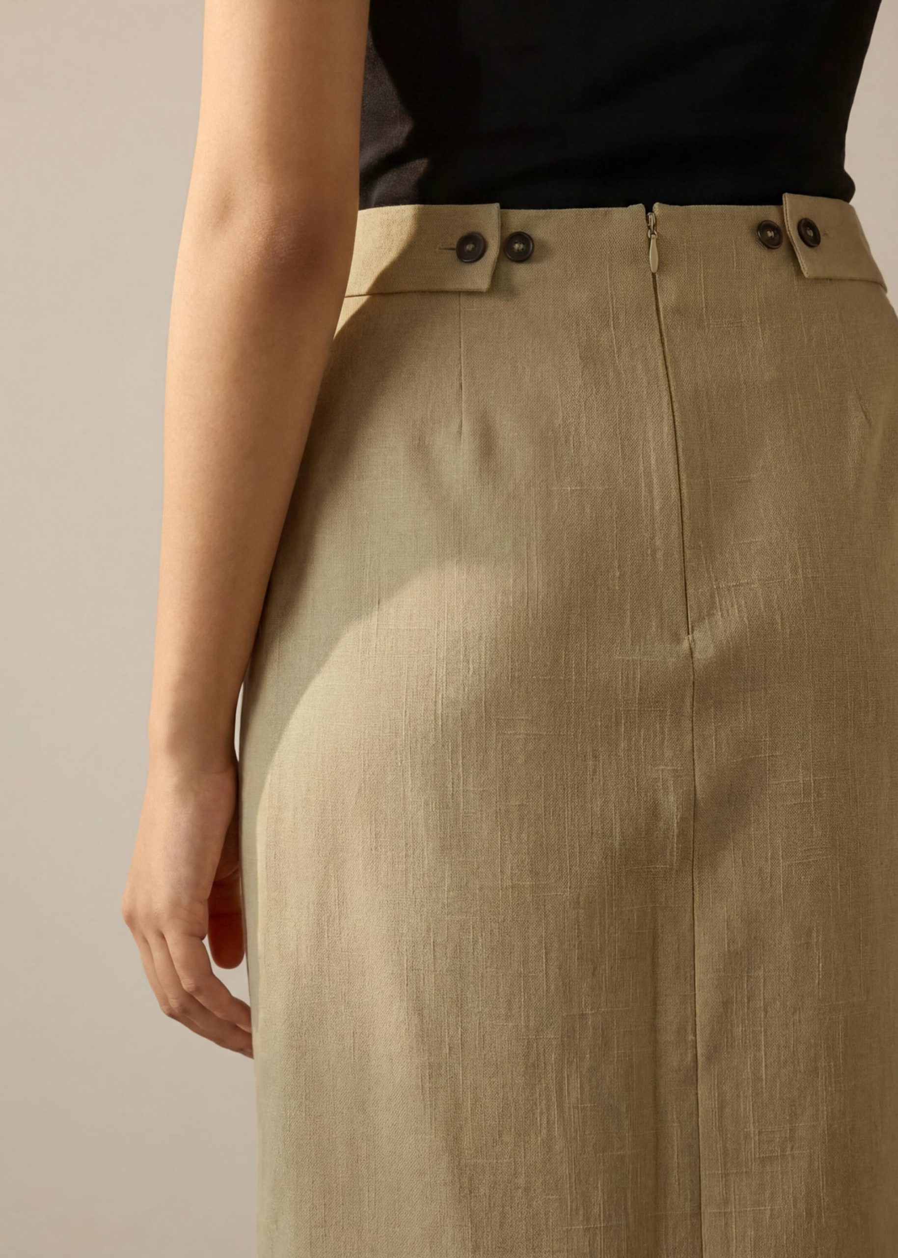 Ikumi Adjustable Waist Melange Column Midaxi Skirt - Image 11
