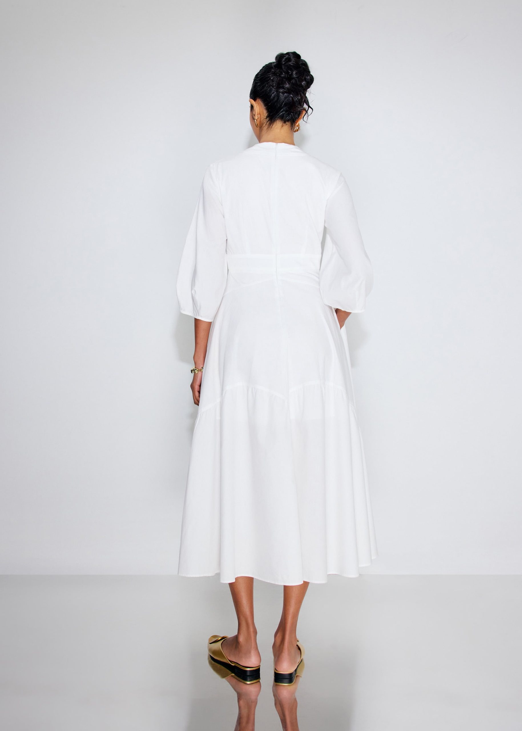 Cotton Panelled Fit & Flare Midaxi Dress - Image 9