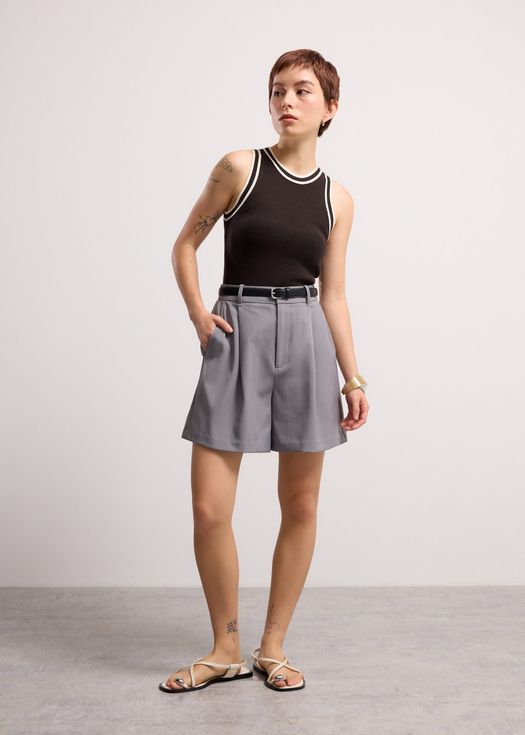 Sui Contrast Piping Knit Racerback Tank - Image 8