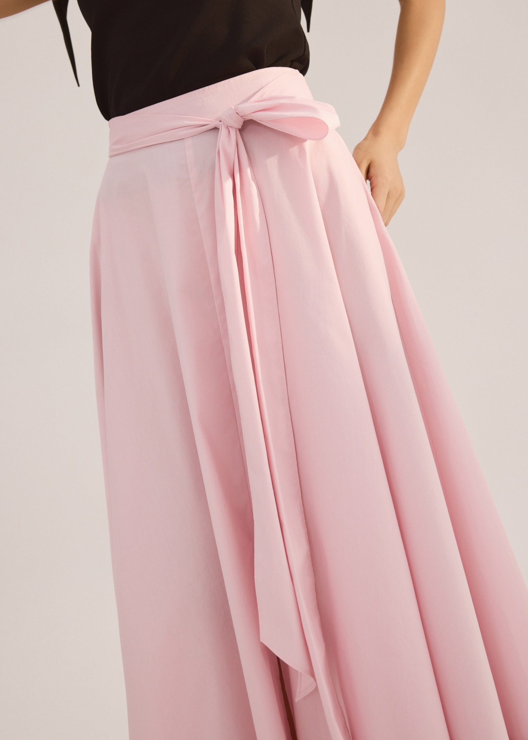 Cotton Side Tie Flare Floor Length Skirt - Image 8