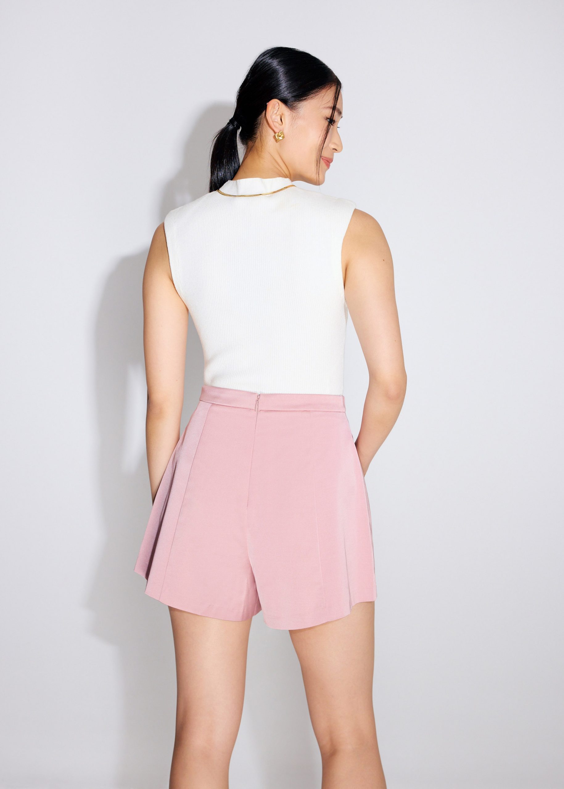 Taffeta High Waist A-Line Shorts - Image 13
