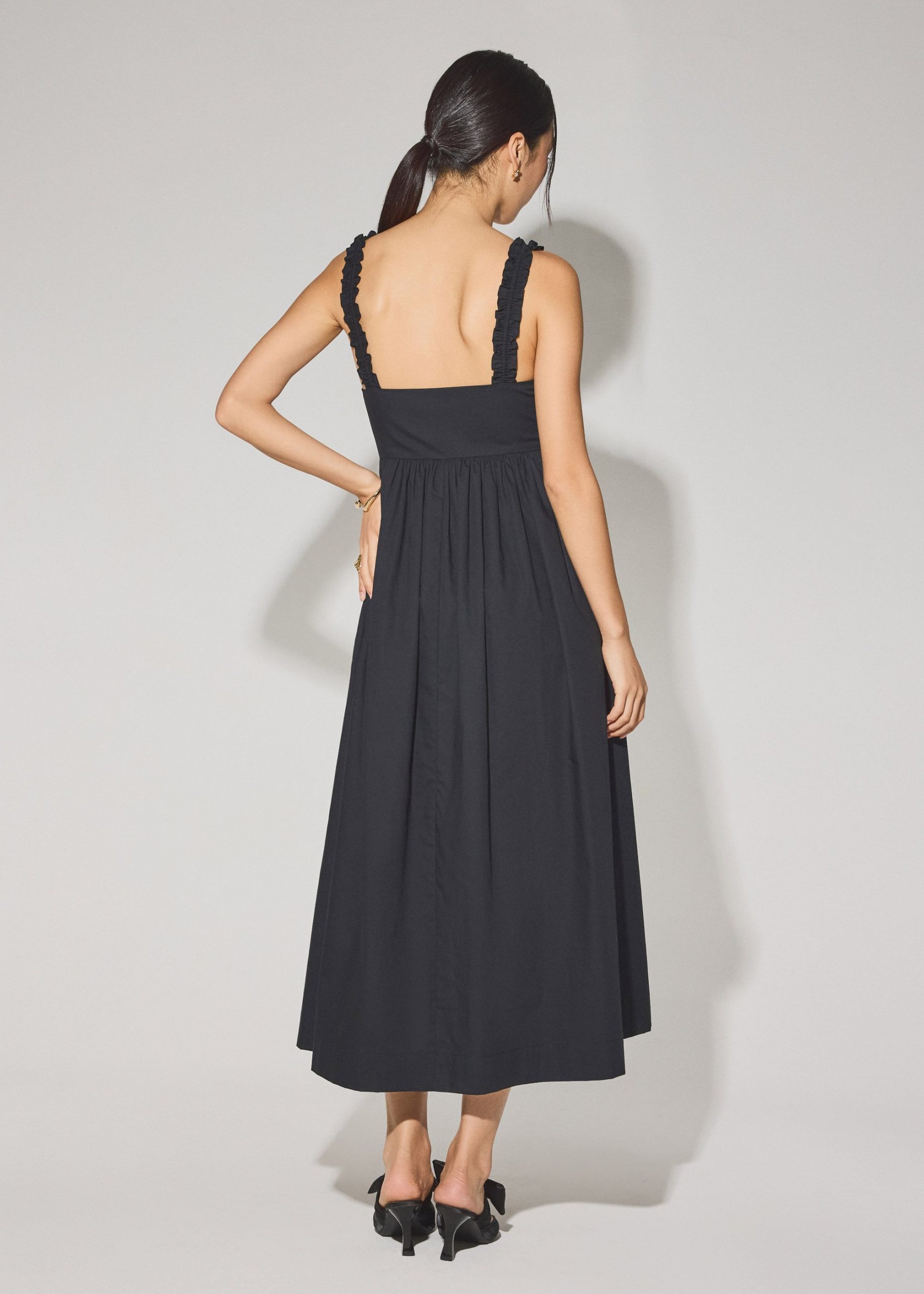 Cotton Ruched Sweetheart Fit & Flare Maxi Dress - Image 7