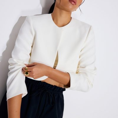 RuchedReady® Boxy Fumiko Round Neck Crop Jacket