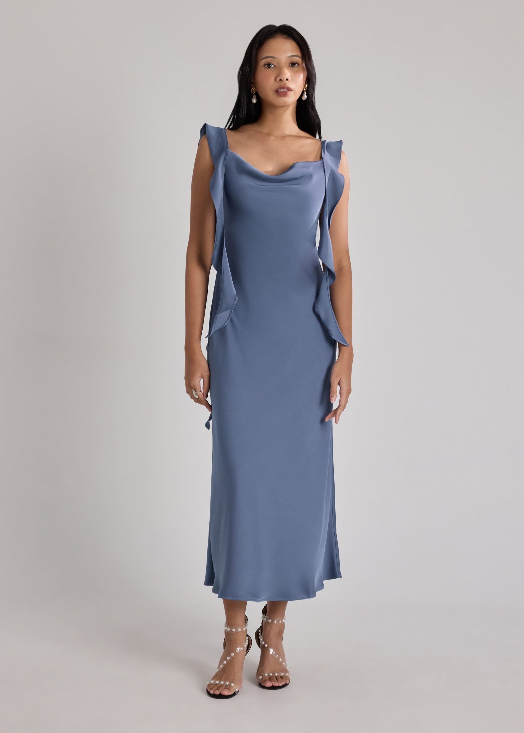 BraFree by LB Multi-way Satin Dress With Removable Ruffle Straps - Image 23
