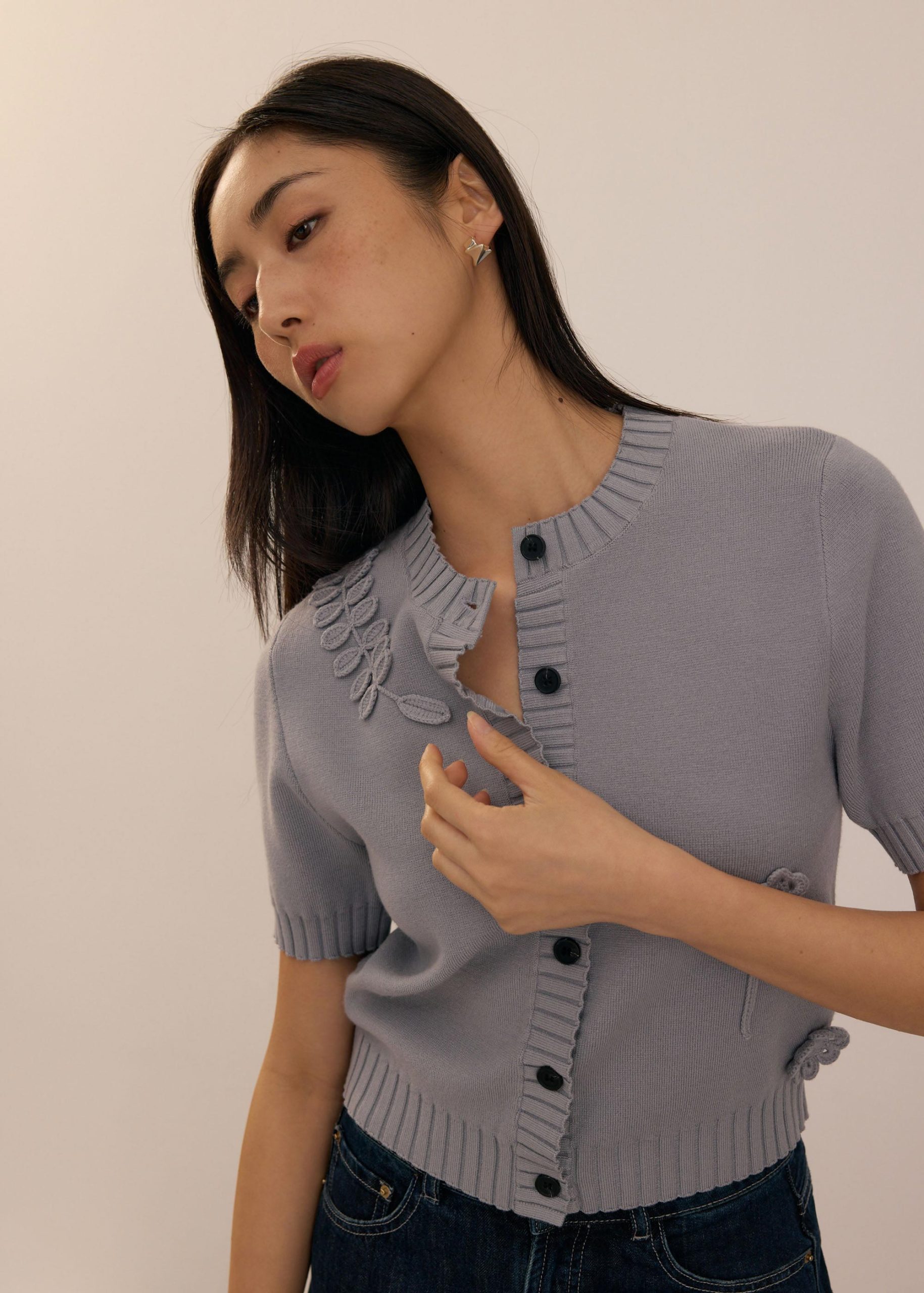 Knit Puff Sleeve Cardigan - Image 16