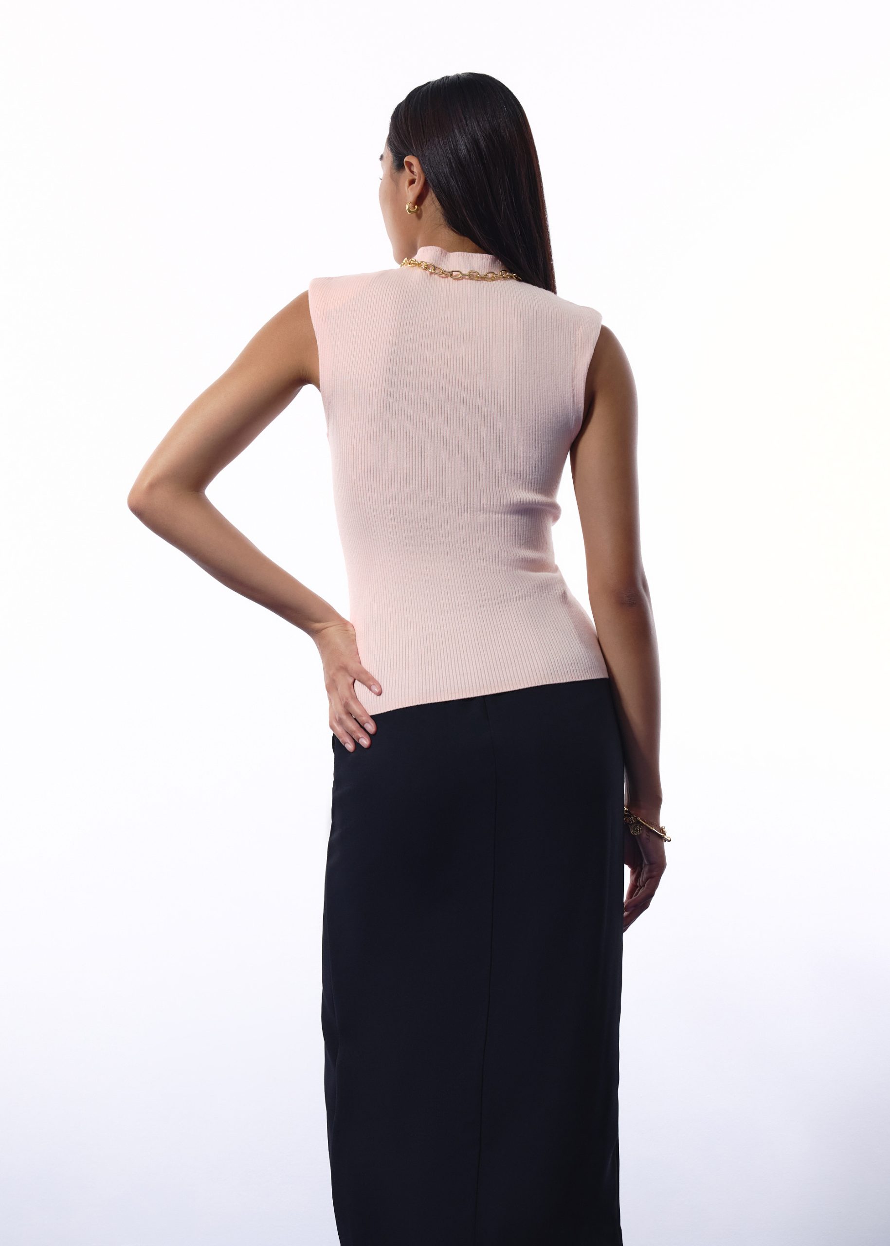 Rae Shoulder Padded Knit Mock Neck Top - Image 17