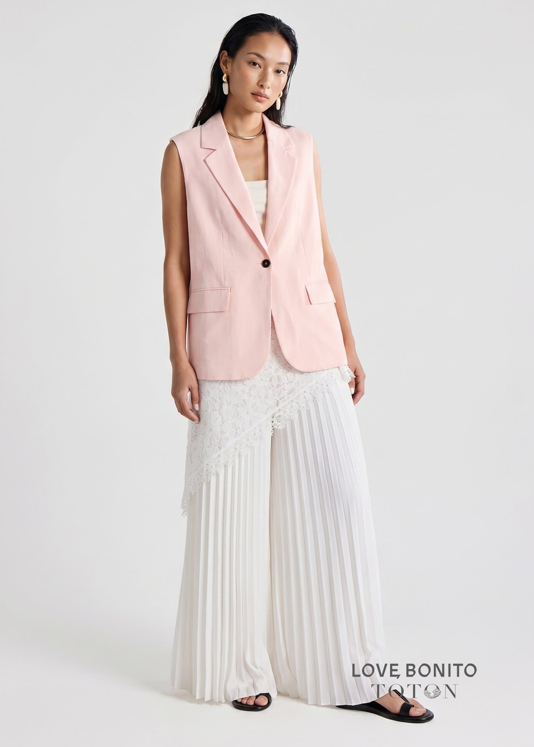 Love, Bonito x TOTON Leggy??Pleated Pants With Scarf - Image 7