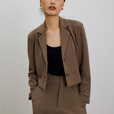 Love Bonito x AAGC Limited-edition Alya Boxy Crop Blazer (in Shiitake Clay)