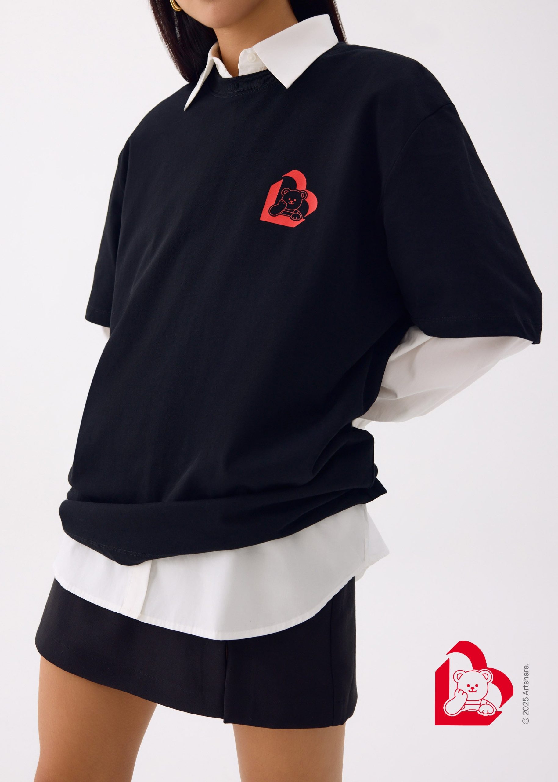 Love, Bonito | Wiggle Wiggle Unisex Oversized Drop Shoulder Tee in Black - Image 5
