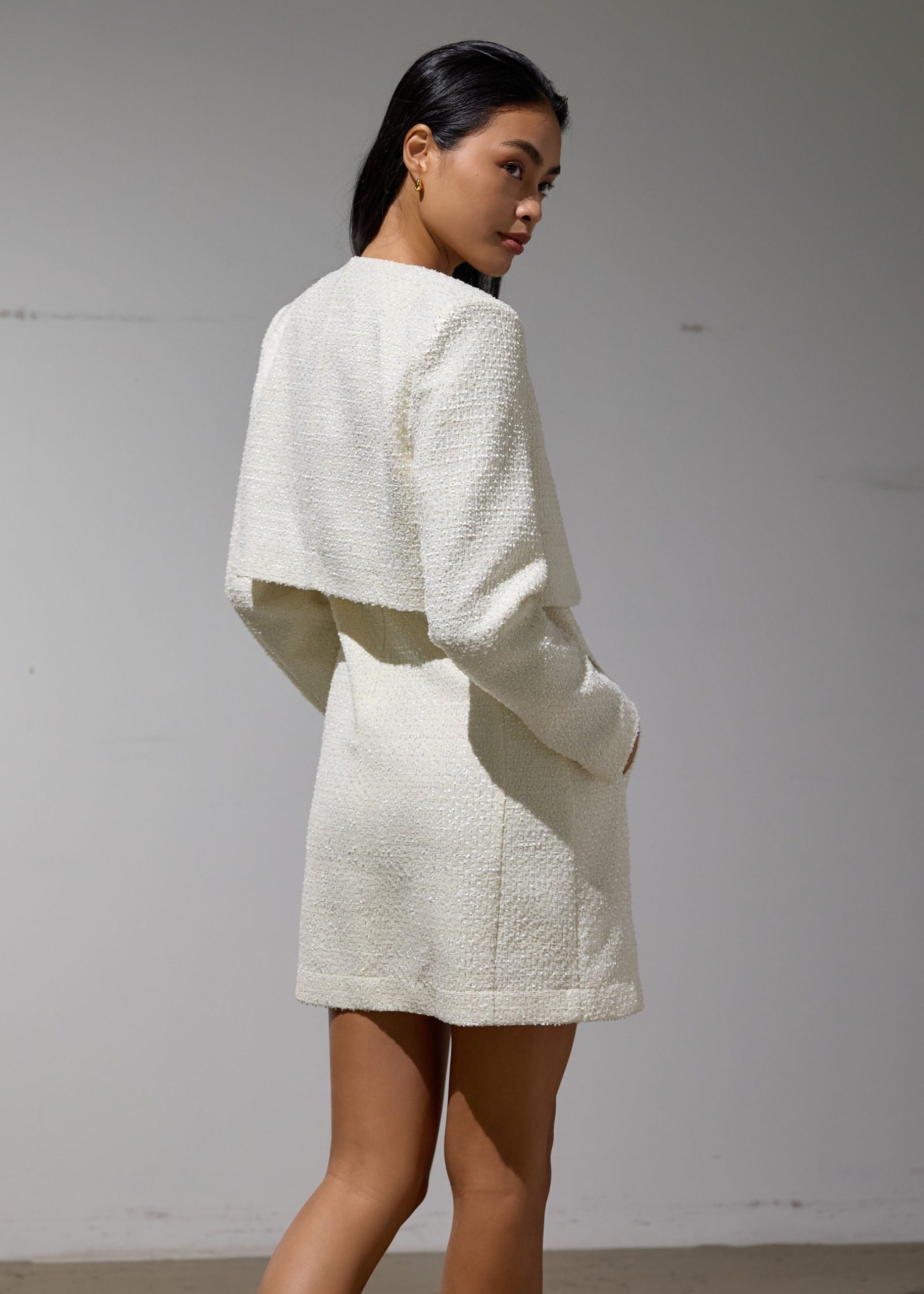 RuchedReady® Fumiko Ribbon Tweed Crop Jacket - Image 9