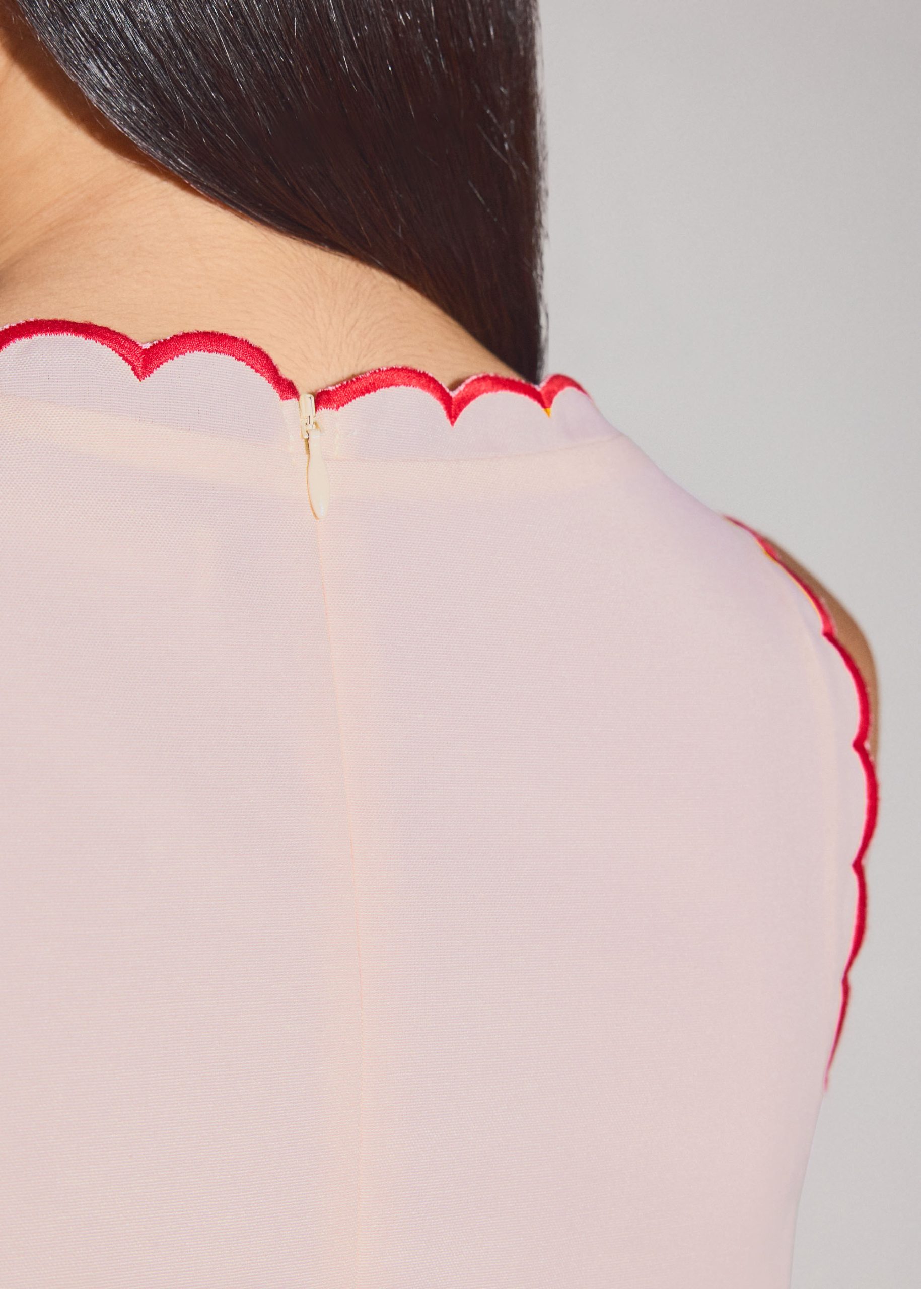 Cotton Scallop Edge Boat Neck Shift Mini Dress - Image 7