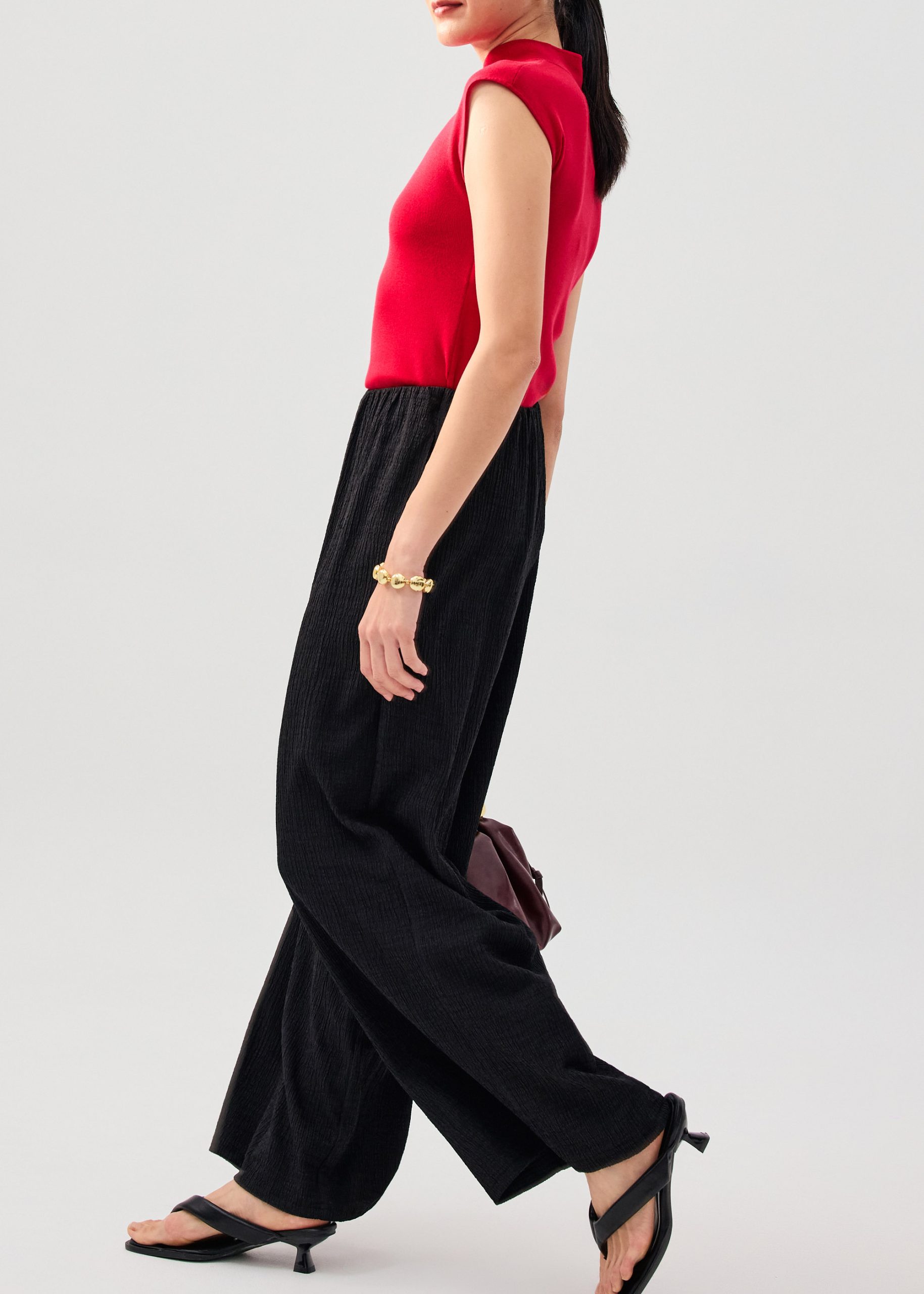 Elastic Crinkled Jersey Wide Leg Pants - Image 6