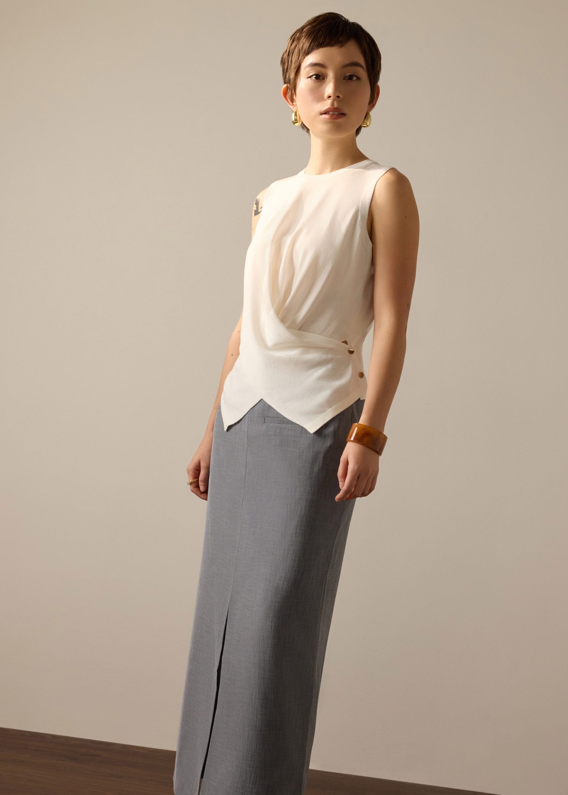 Tasya Knit Cross Over Round Neck Tank Top - Image 16