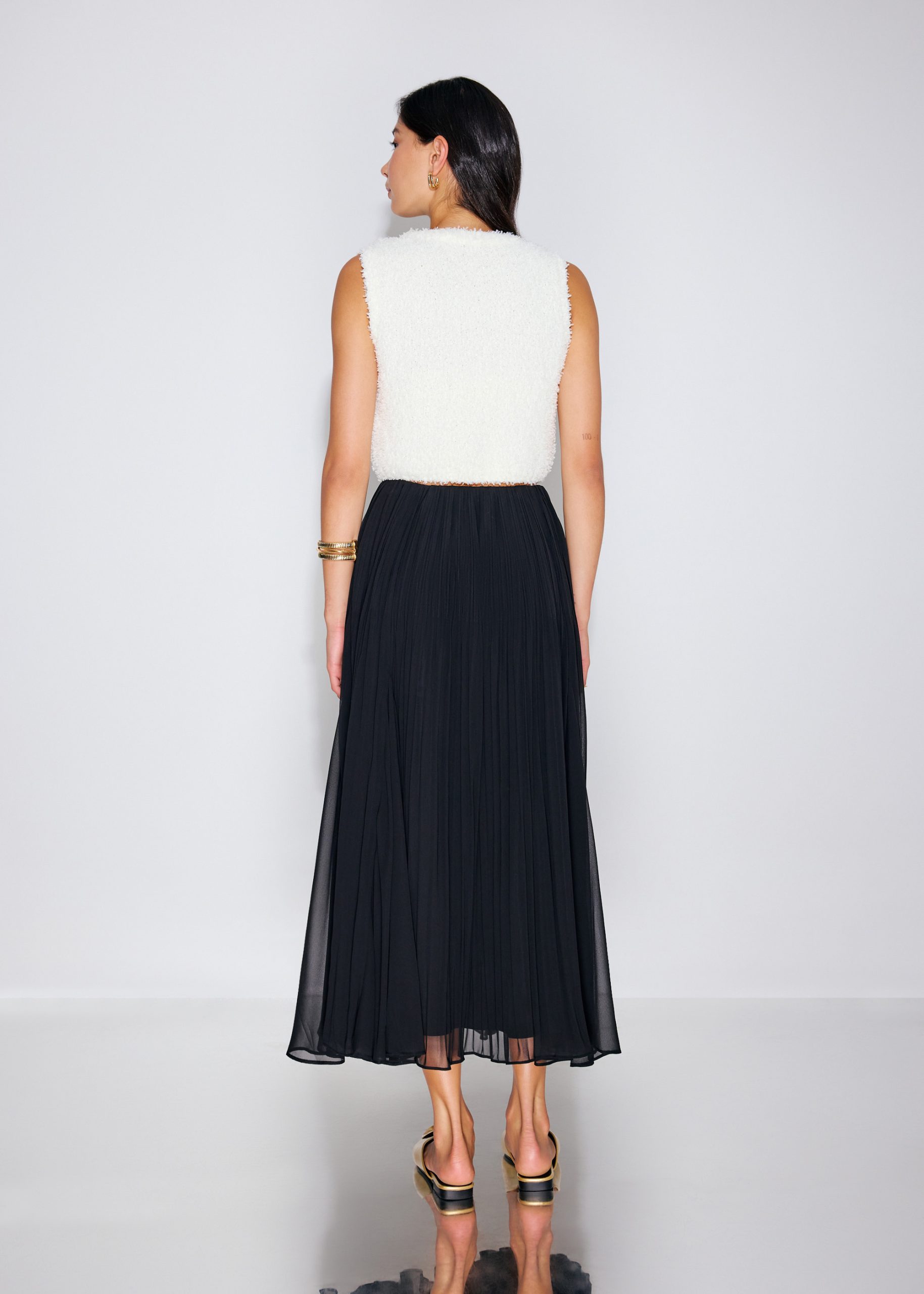 Elastic Pleated Flare Midaxi Skirt - Image 5