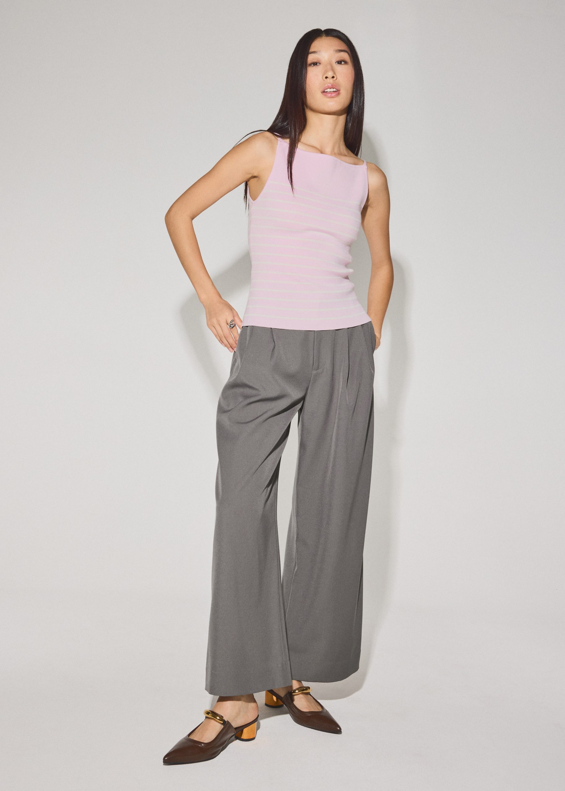 Adele Striped Lyocell Boat Neck Fitted Top - Image 13