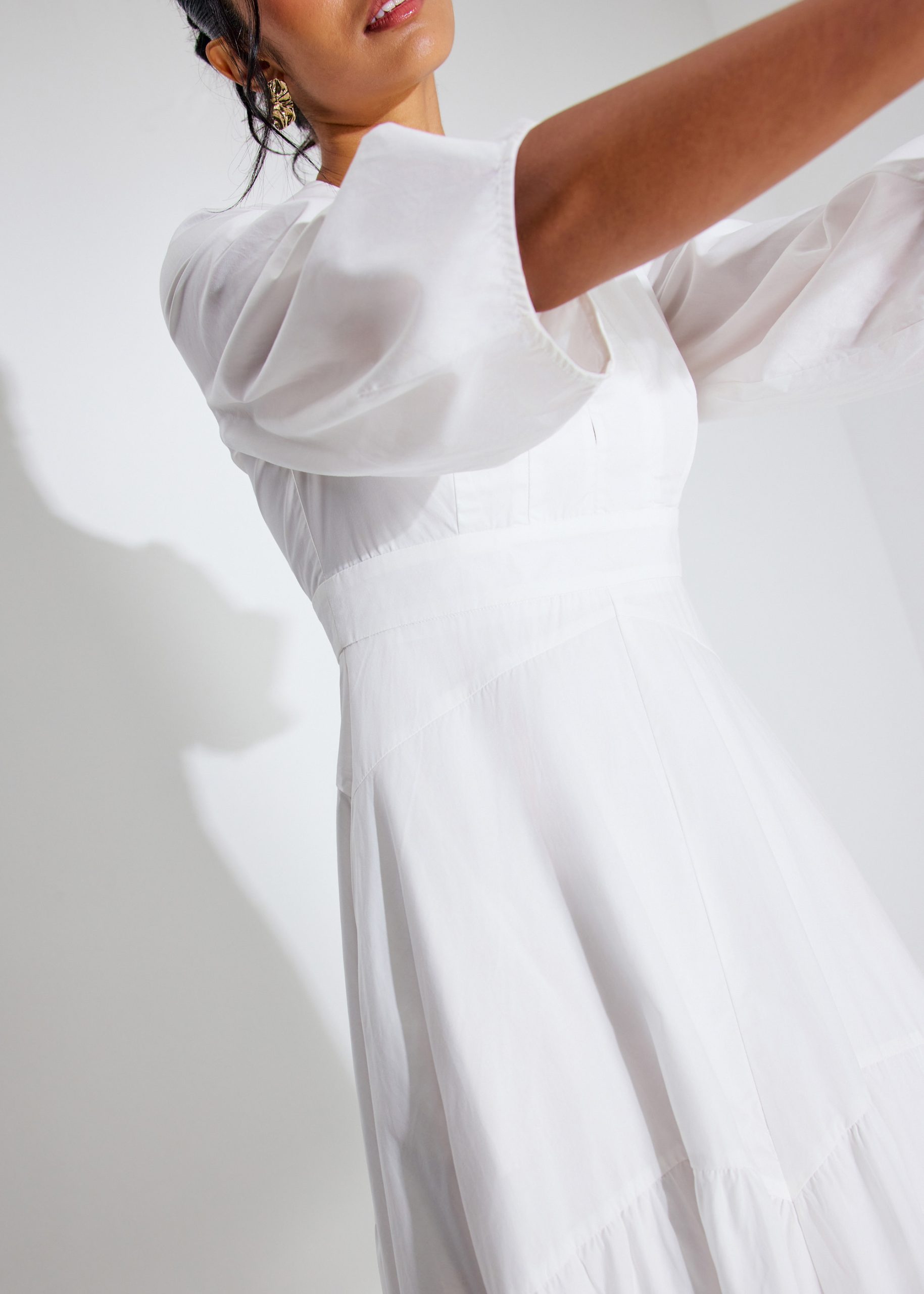 Cotton Panelled Fit & Flare Midaxi Dress - Image 10