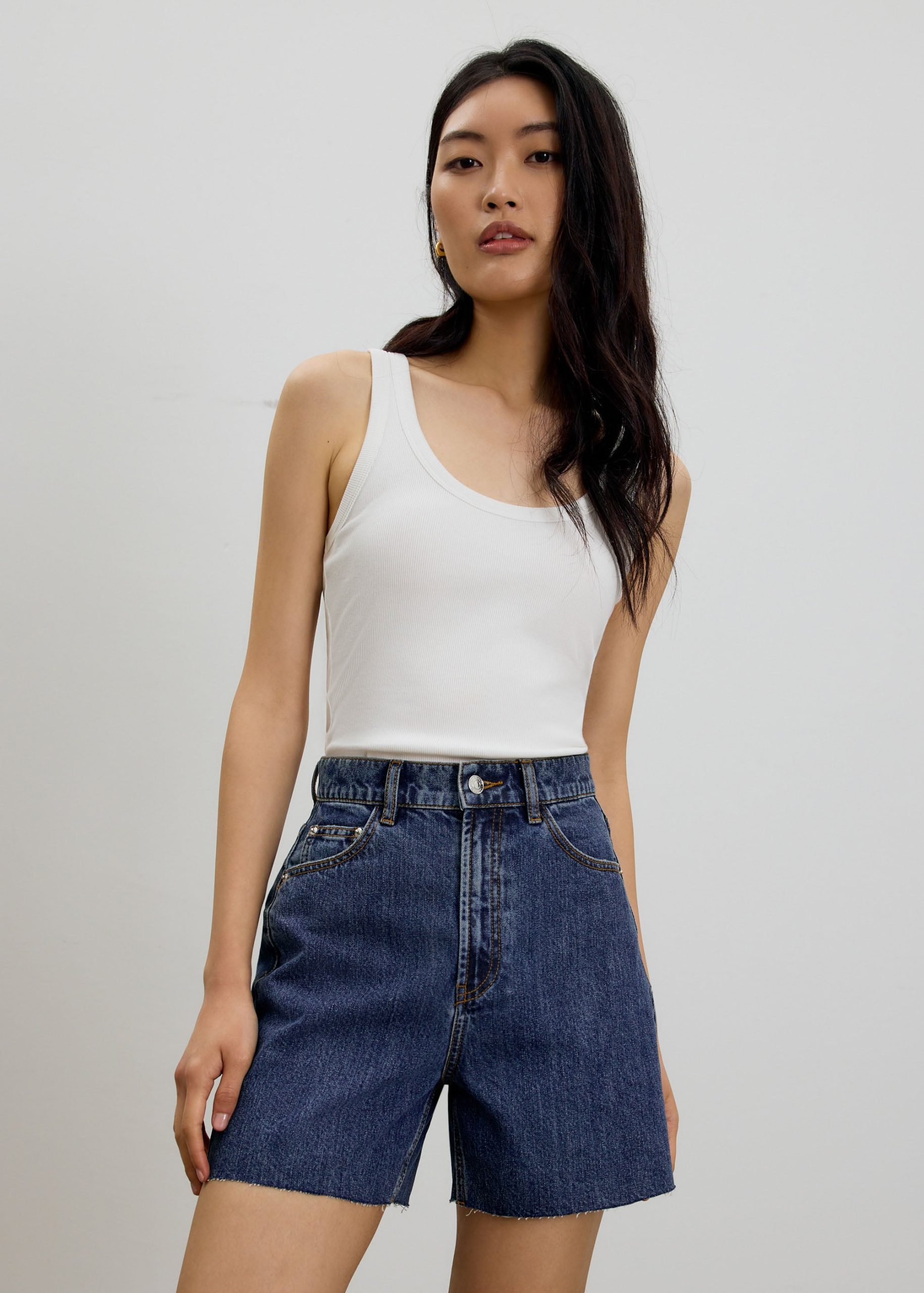 Sana High Waist Fray Denim Shorts - Image 7
